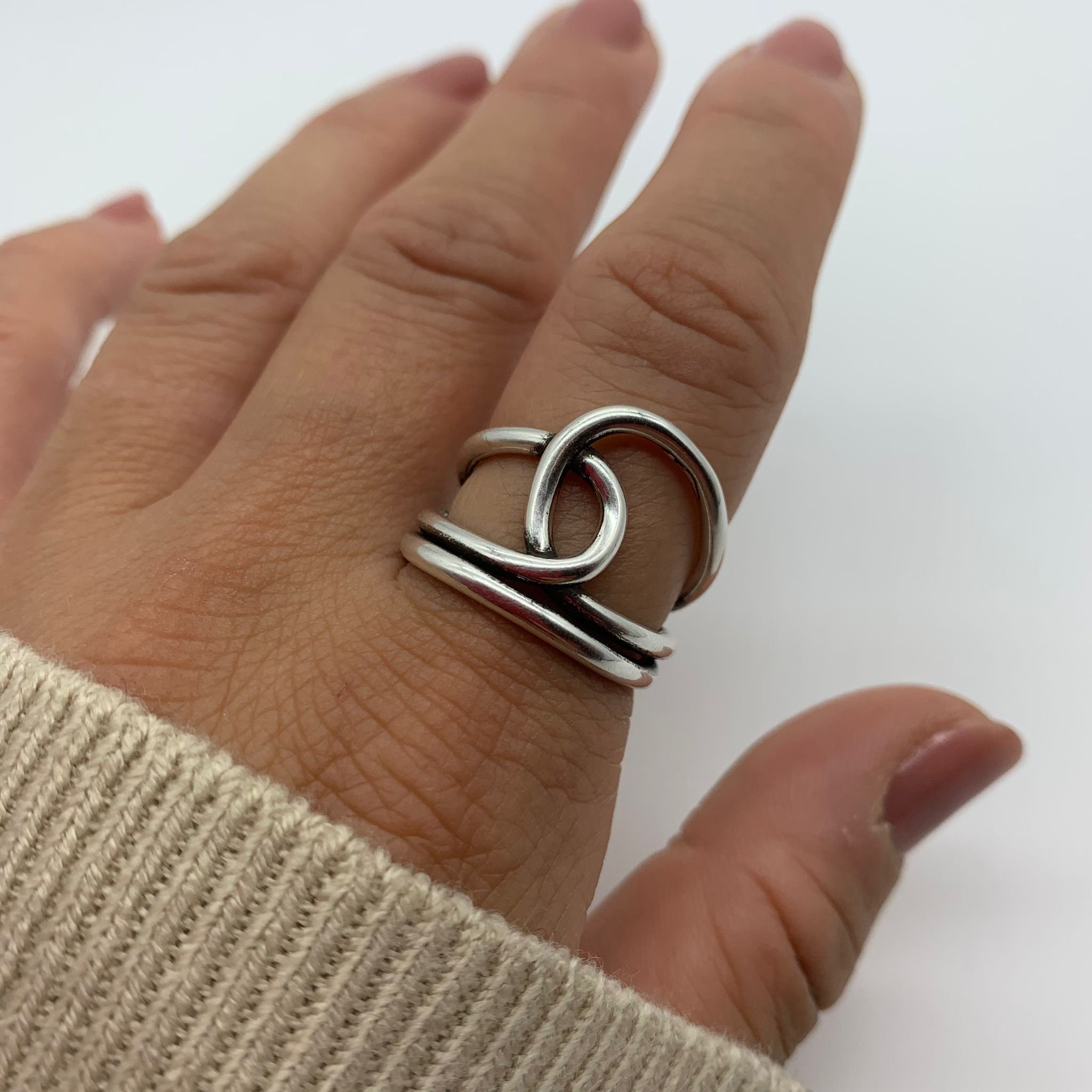 Big Silver Knot Thumb Rings