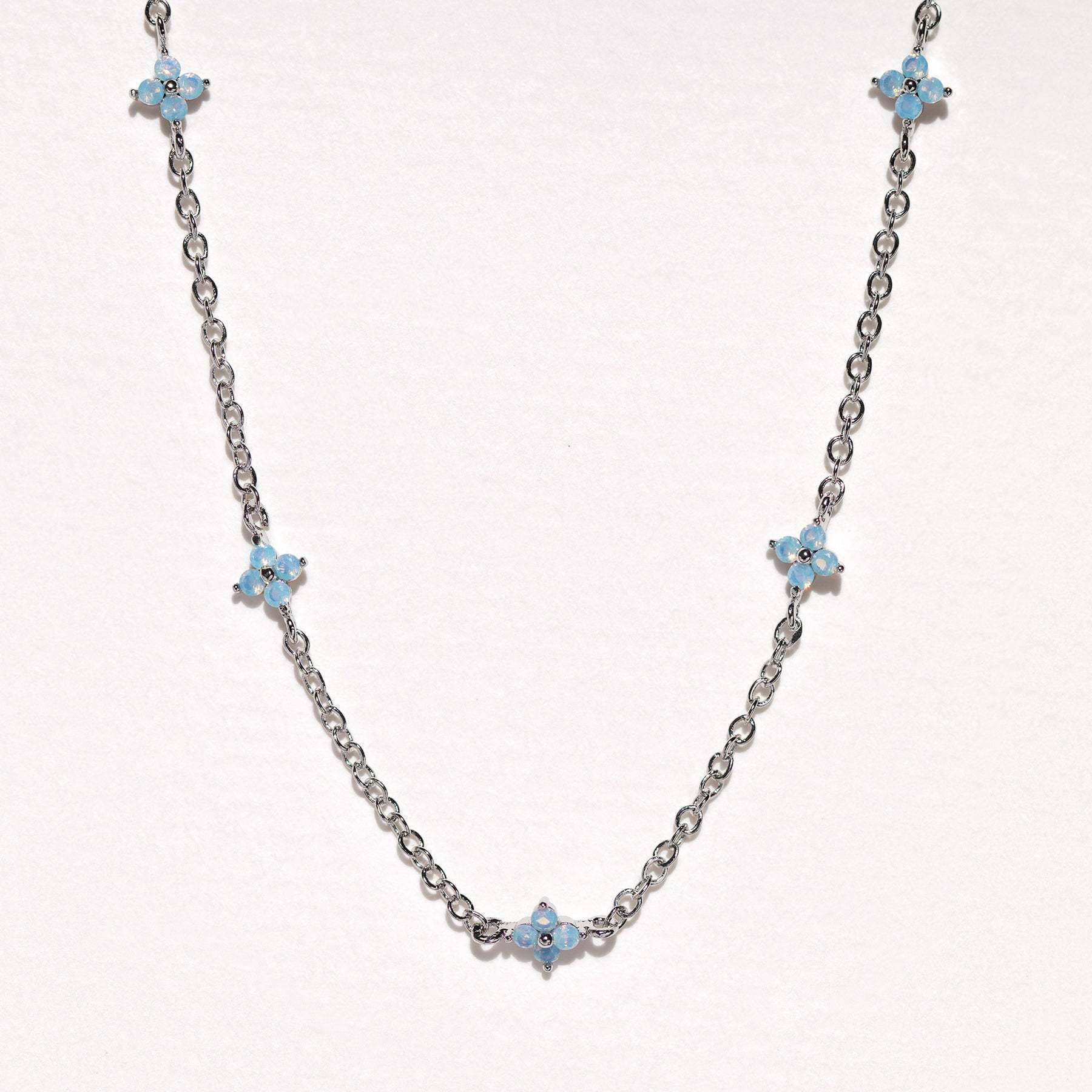 Dainty Blue Floral Necklace