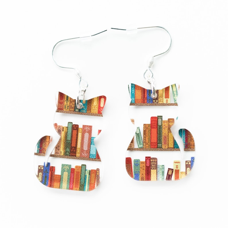Cat Earrings(Necklace) With Books(🔥 Buy 1 Get 1 Free🔥)