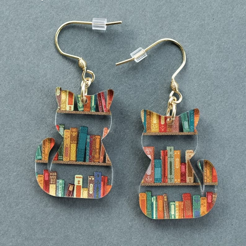 Cat Earrings(Necklace) With Books(🔥 Buy 1 Get 1 Free🔥)