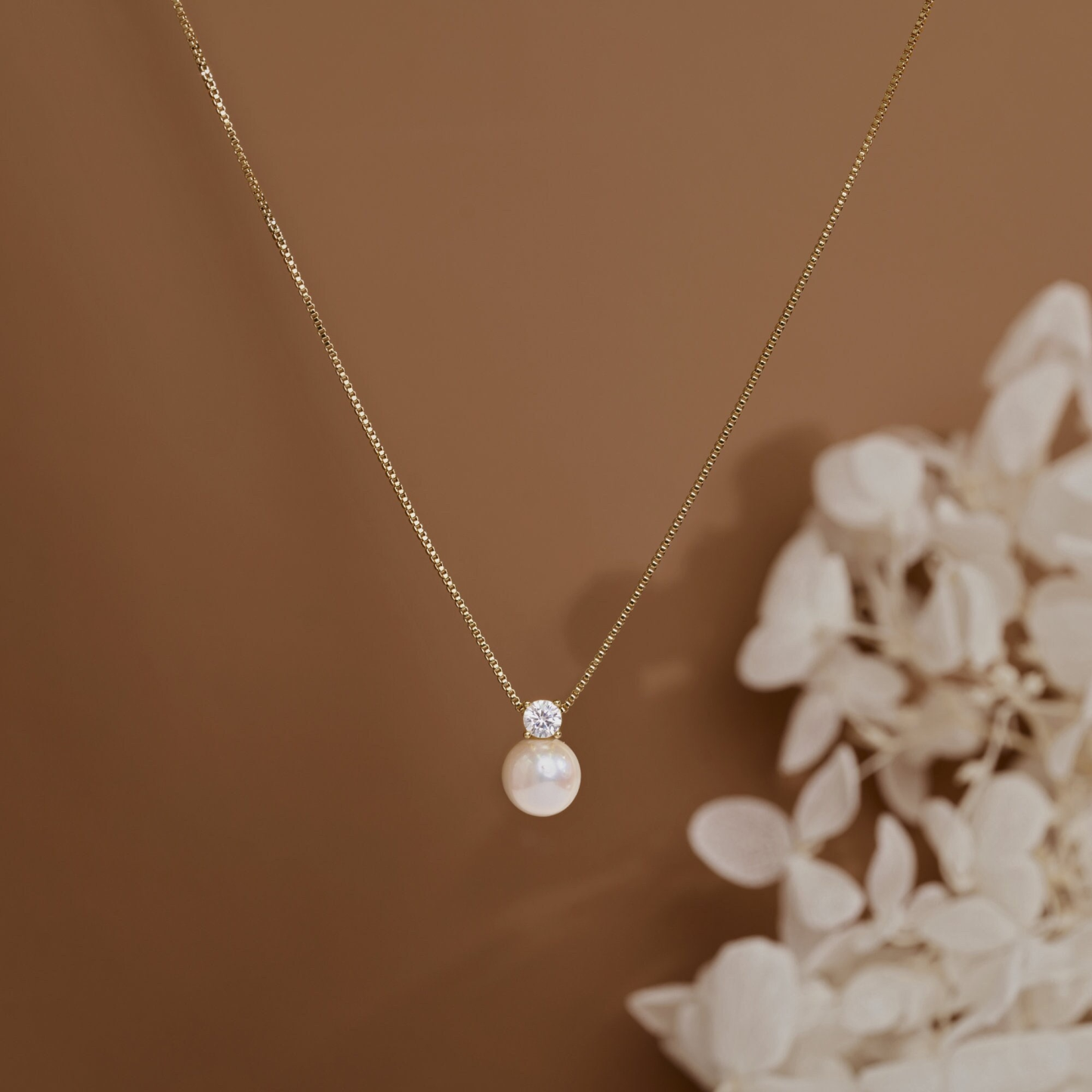 925 Sterling Silver Diamond & Pearl Necklace