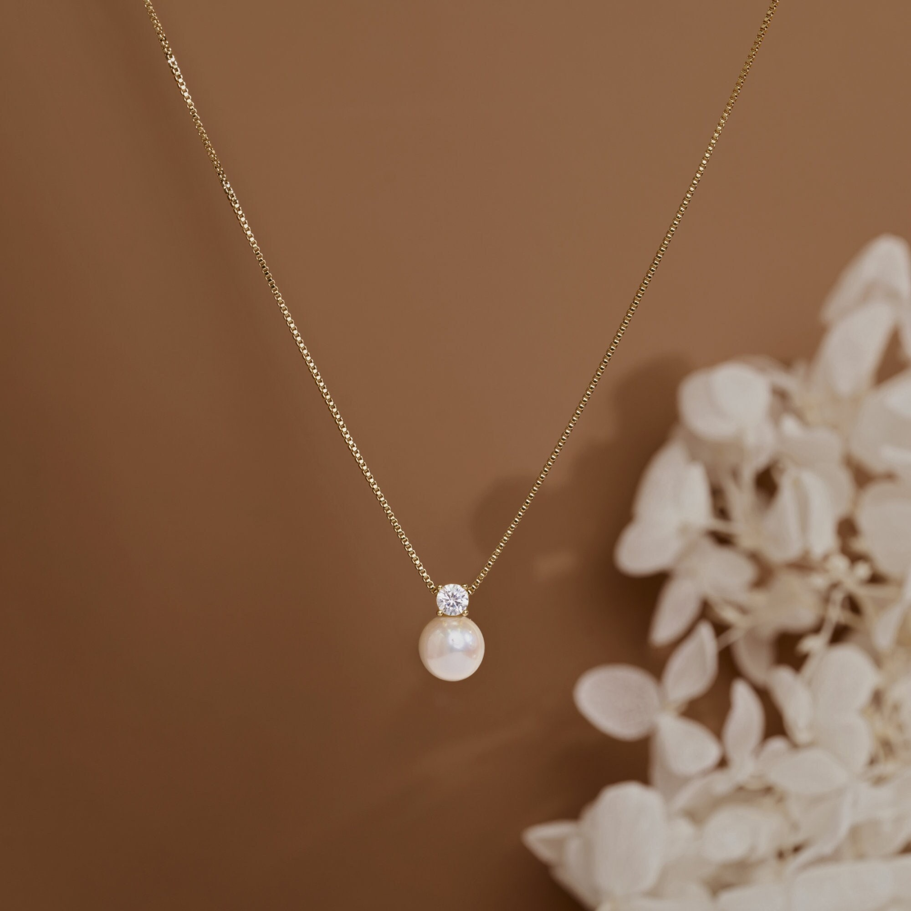 925 Sterling Silver Diamond & Pearl Necklace
