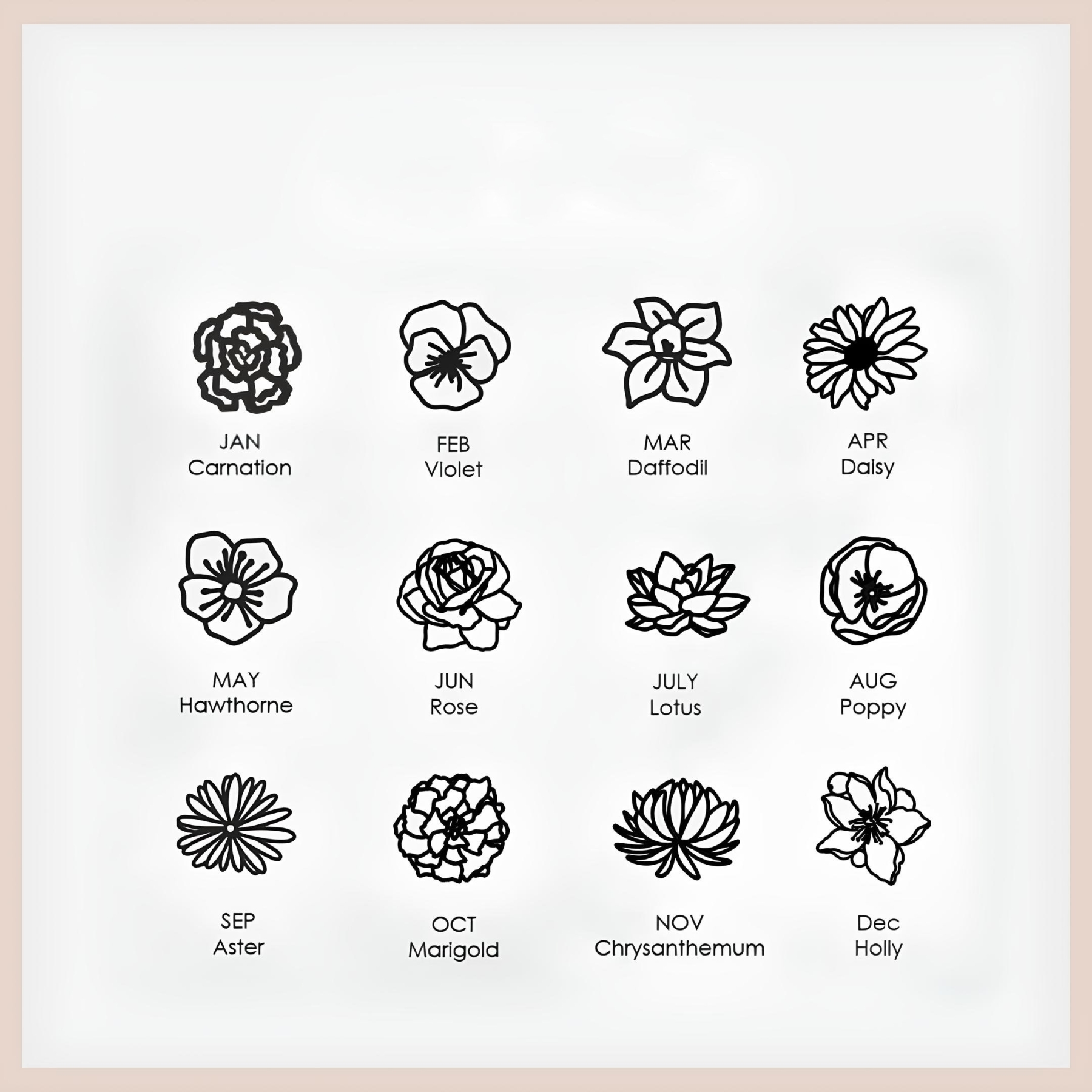 Personalized Dainty Birth Flower Necklace