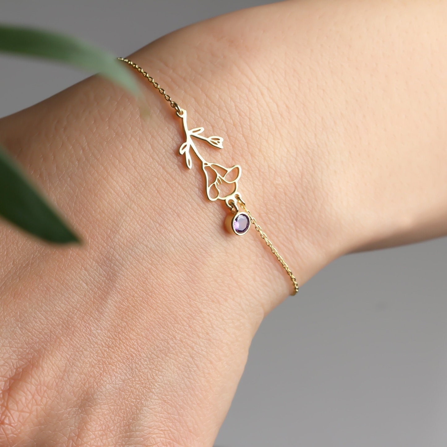 Personalized Birth Flower & Birthstone Bracelet