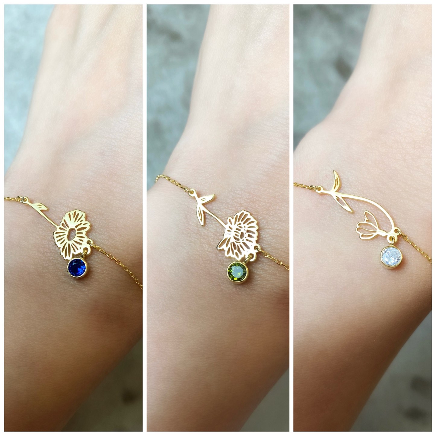 Personalized Birth Flower & Birthstone Bracelet