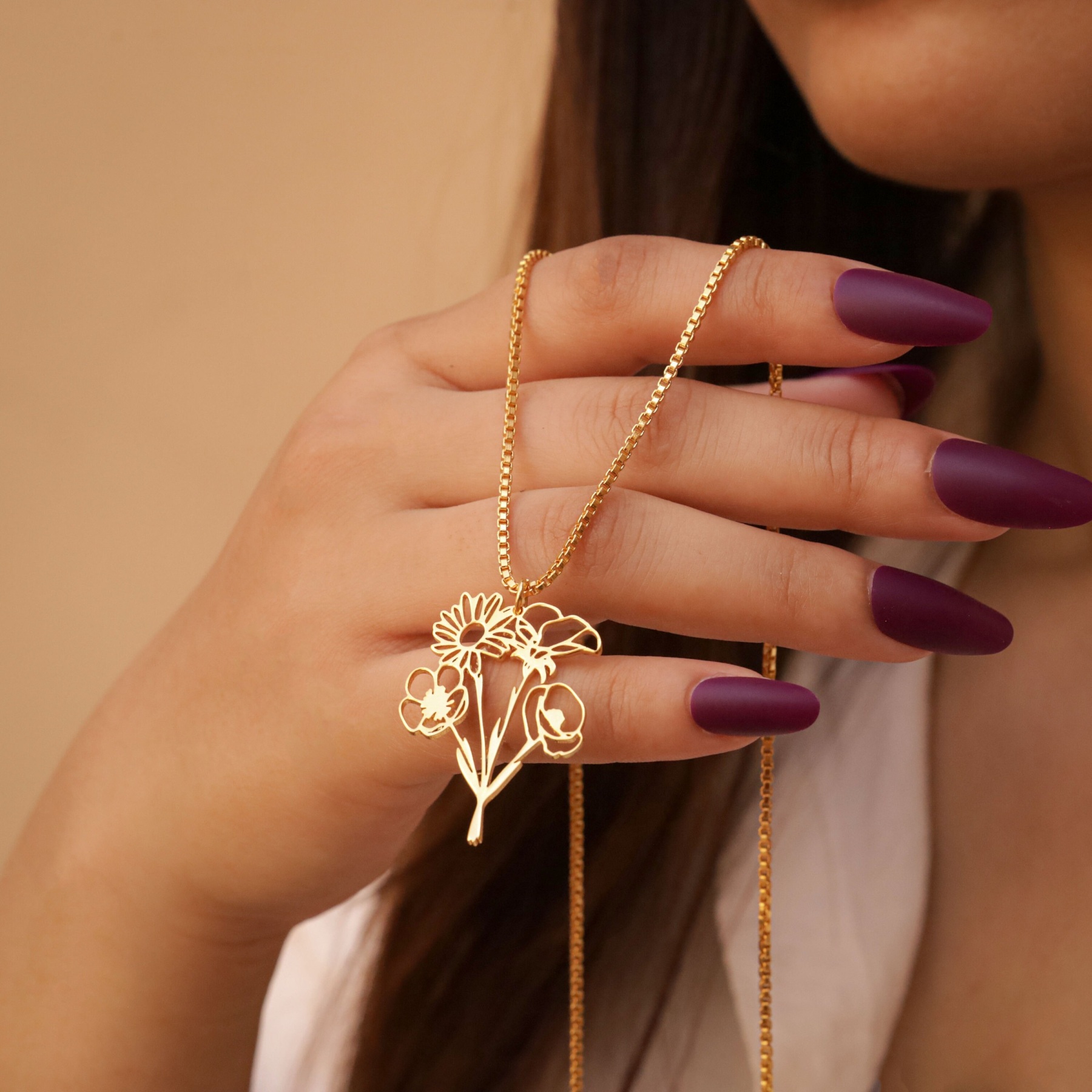 Personalized Birthday Flower Pendant Necklace