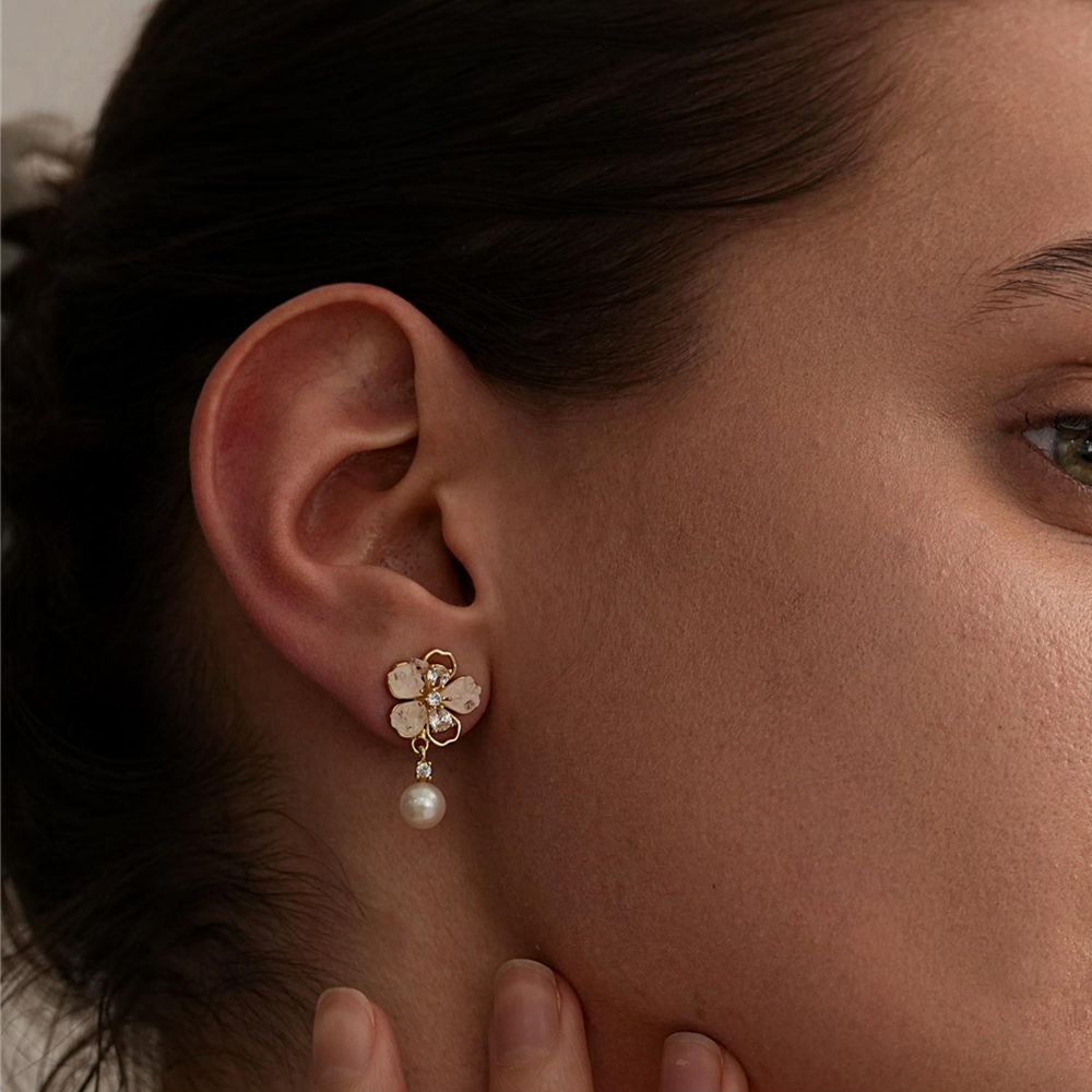 Blooming Pearl Flower Earrings