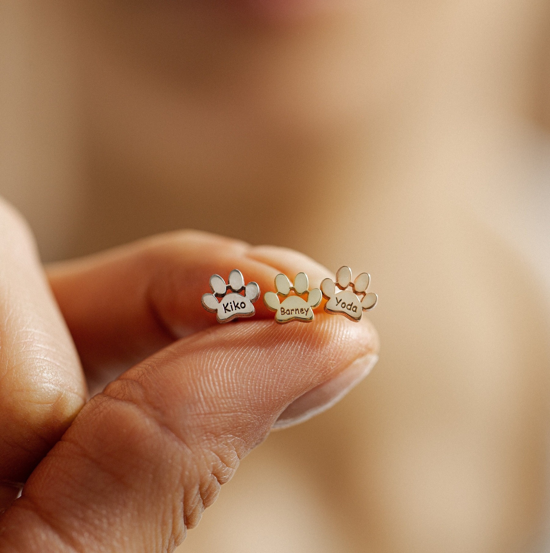 Personalized Paw Print Name Earrings