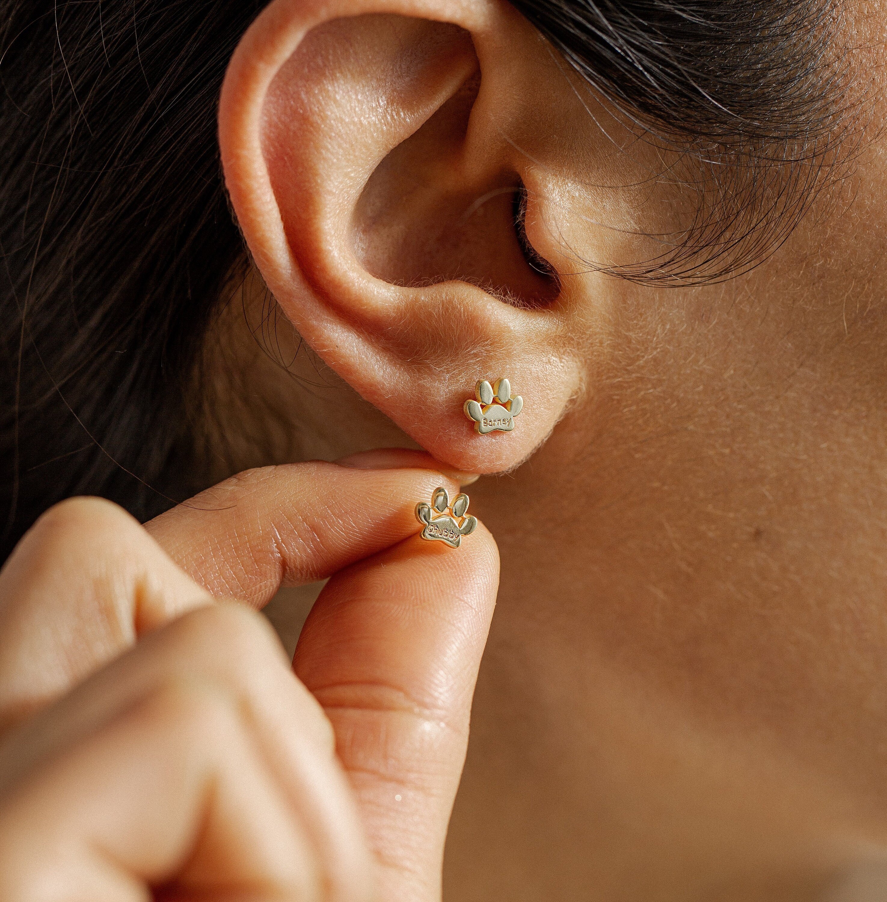 Personalized Paw Print Name Earrings