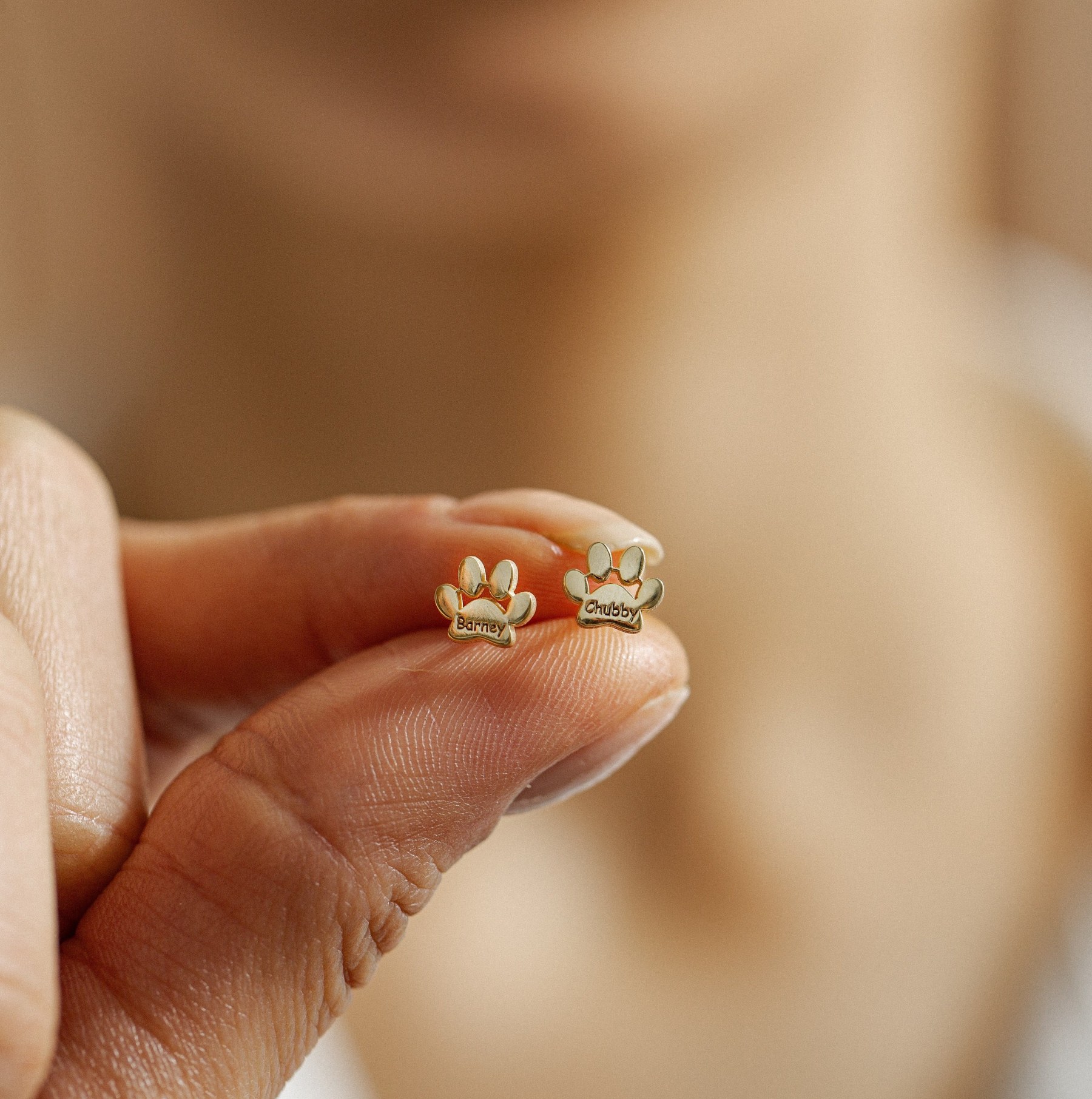 Personalized Paw Print Name Earrings