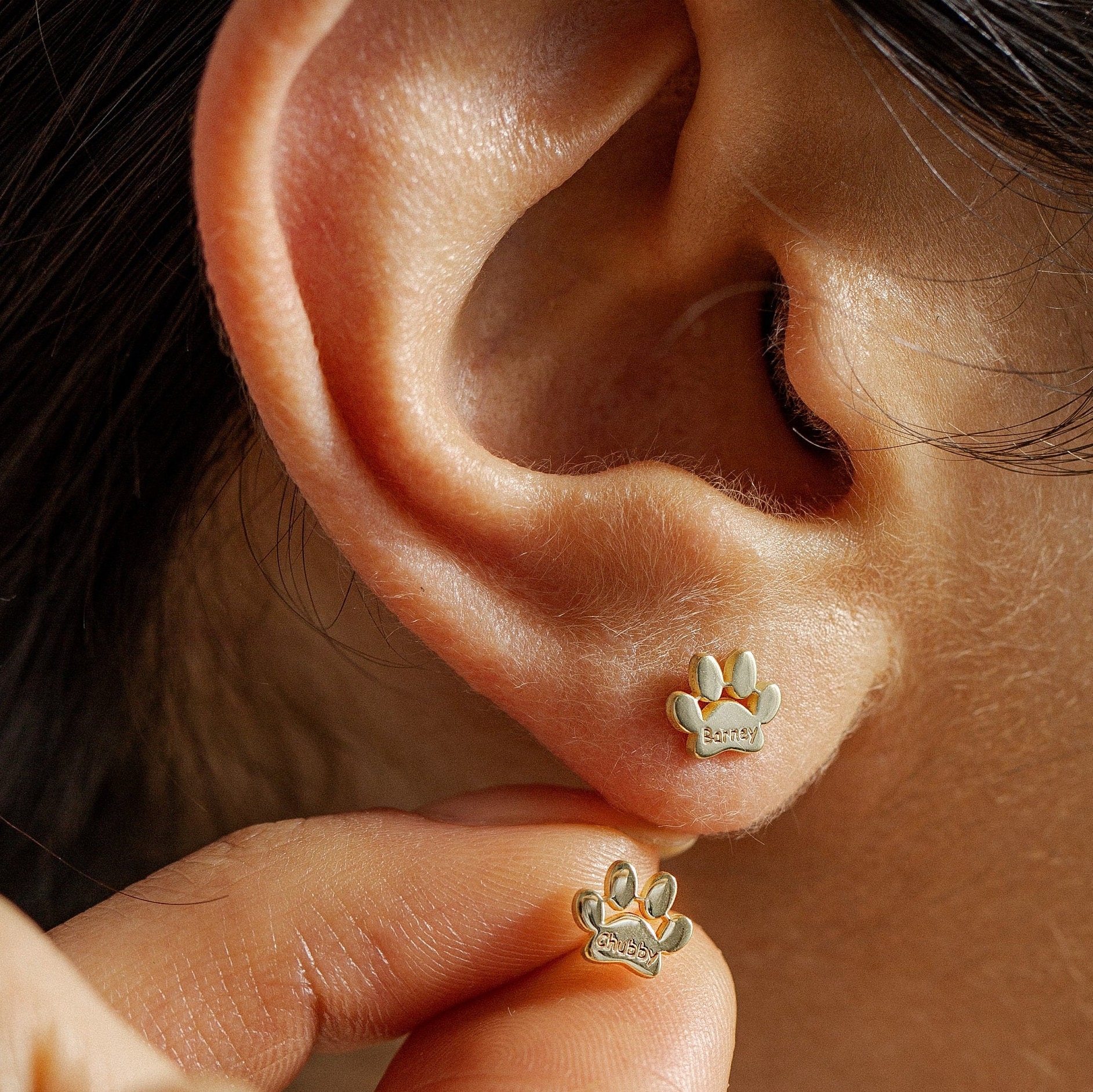 Personalized Paw Print Name Earrings