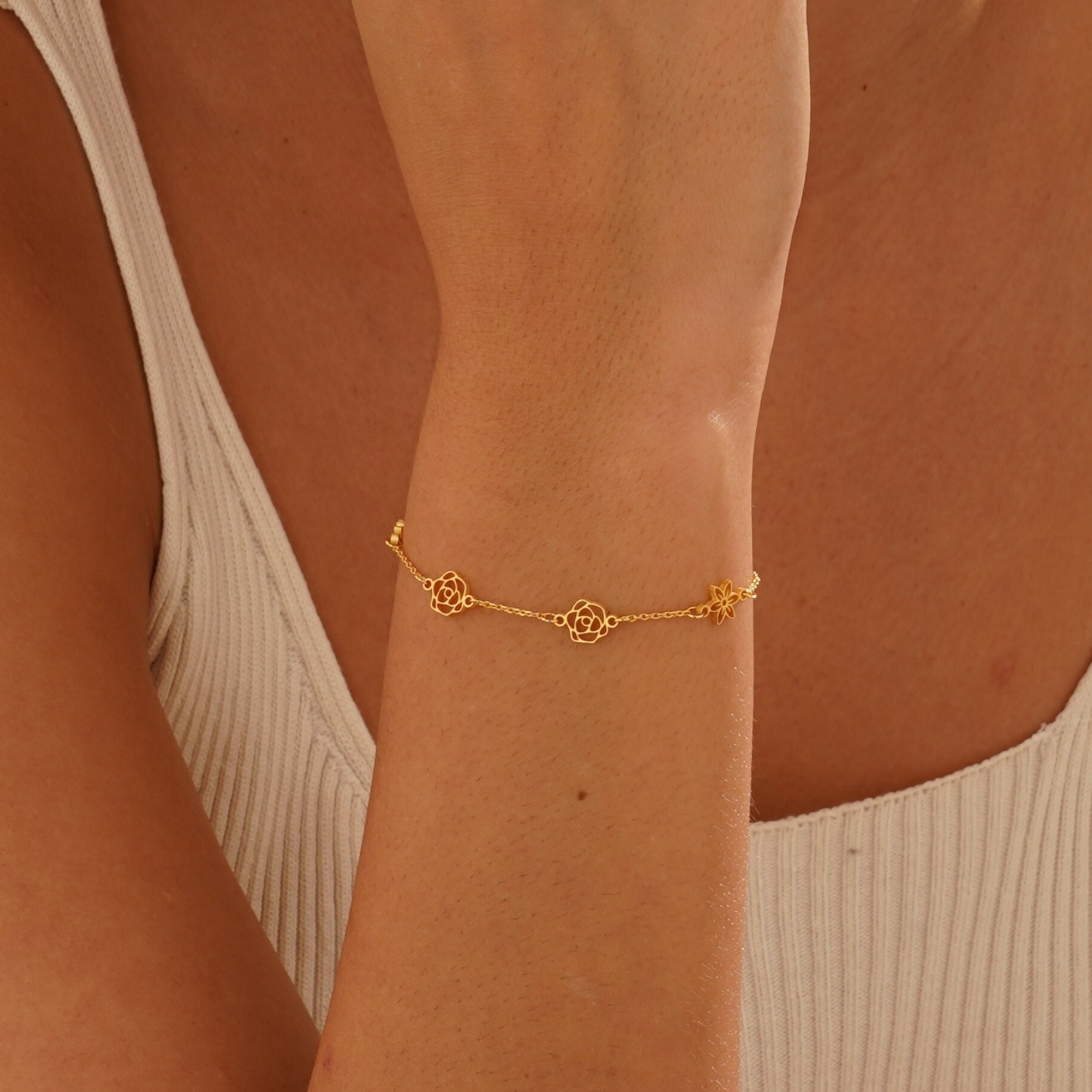 Personalized Birth Flower Bracelet