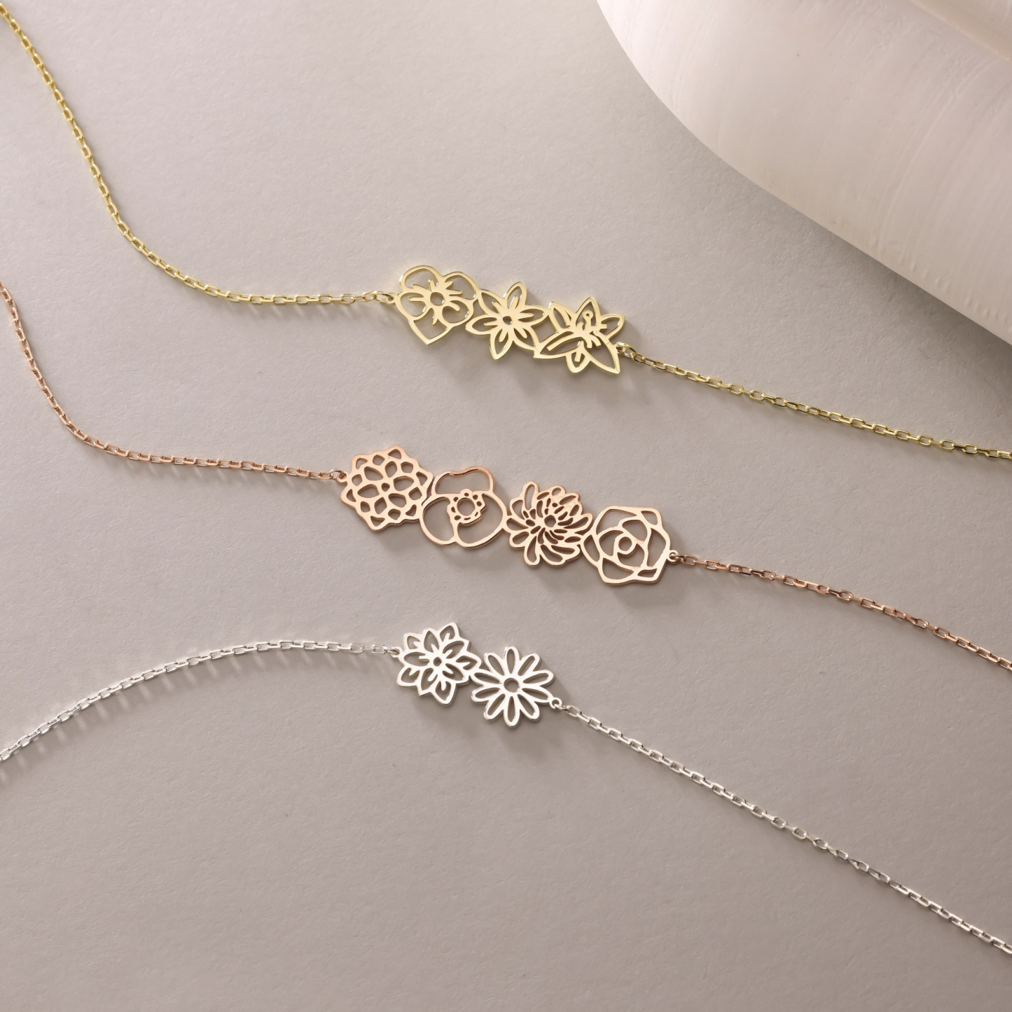 Personalized Birth Flower Necklace (Bracelet)