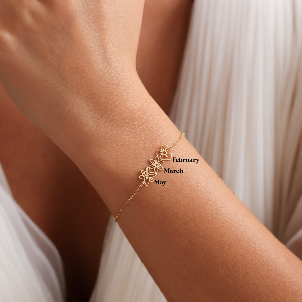 Personalized Birth Flower Necklace (Bracelet)
