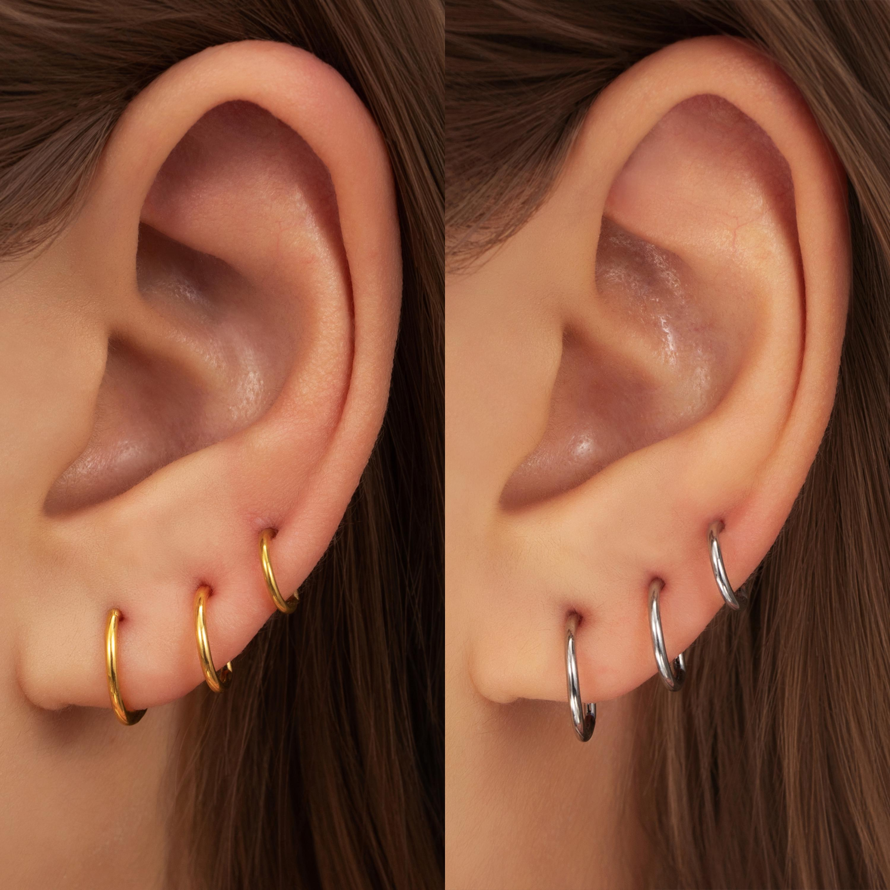 D-Shaped Hinged Hoop Earrings — Minimal Curves for Everyday Stacking