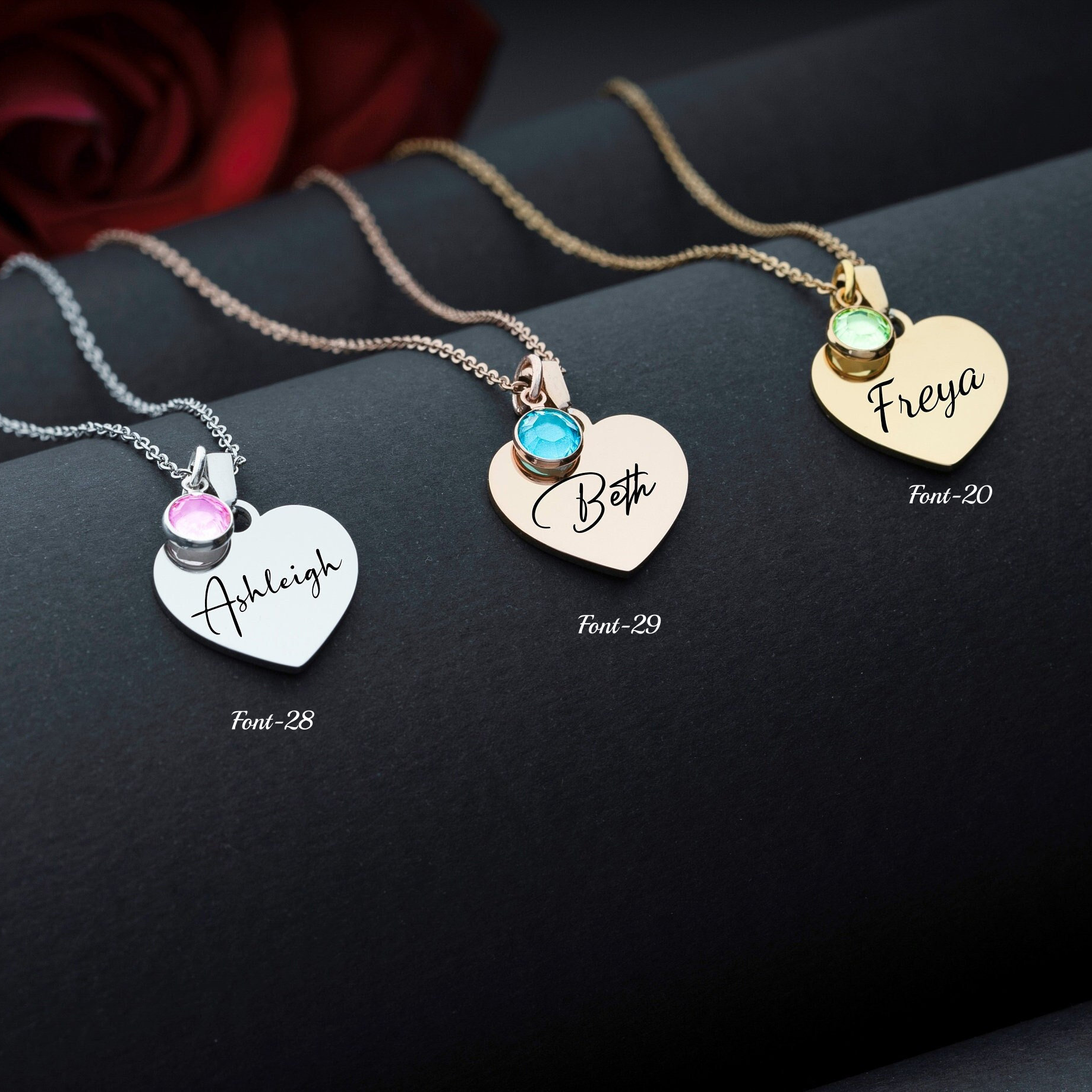 Personalised Heart Birthstone Necklace