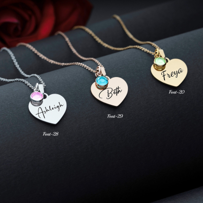 Personalised Heart Birthstone Necklace