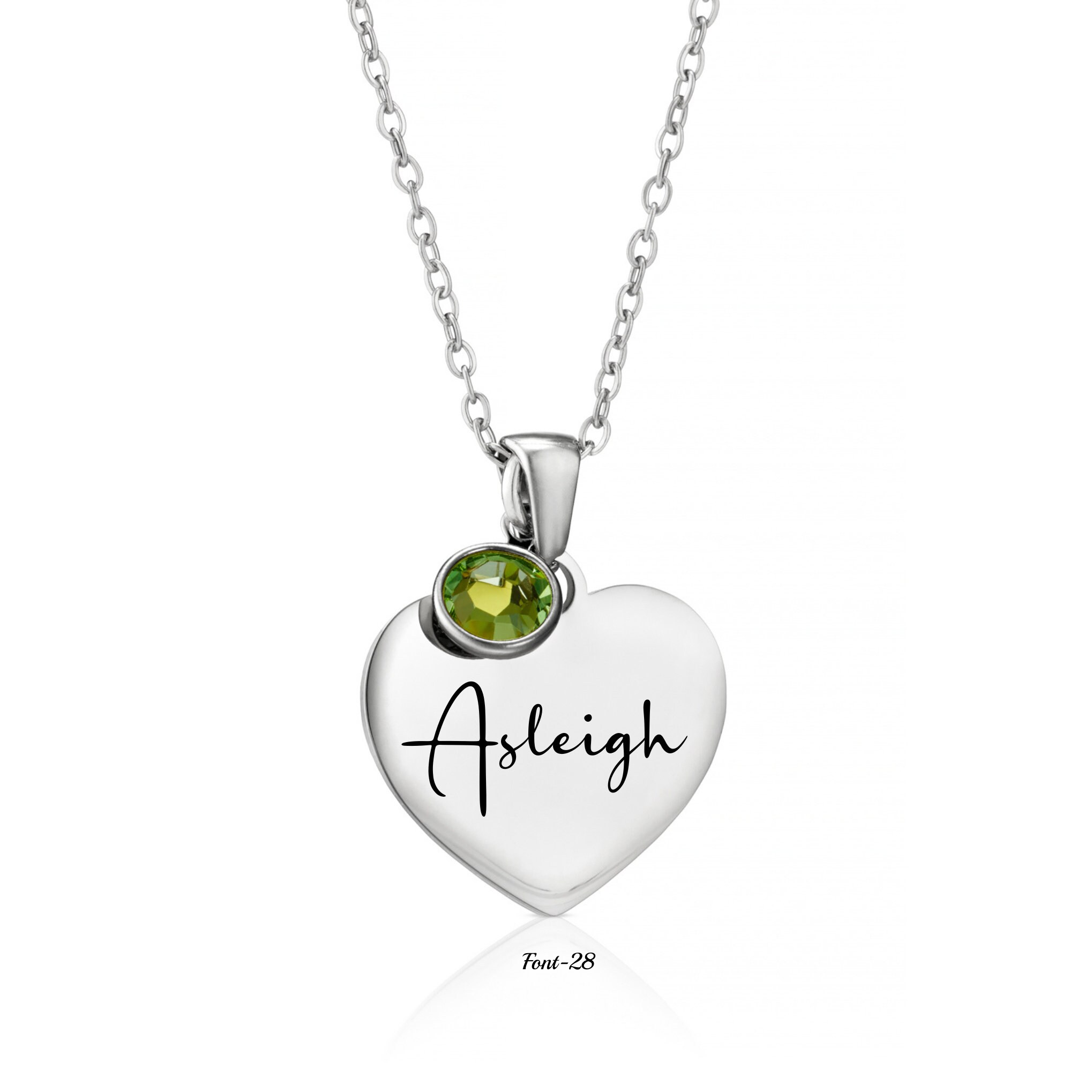 Personalised Heart Birthstone Necklace