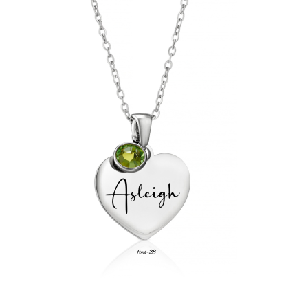 Personalised Heart Birthstone Necklace