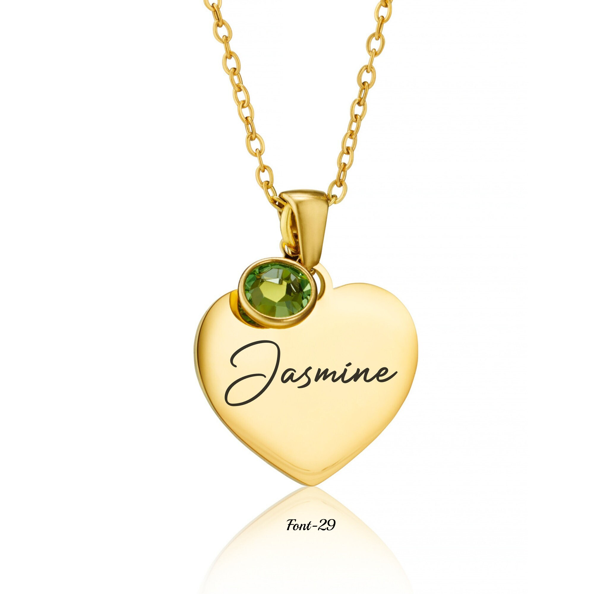 Personalised Heart Birthstone Necklace