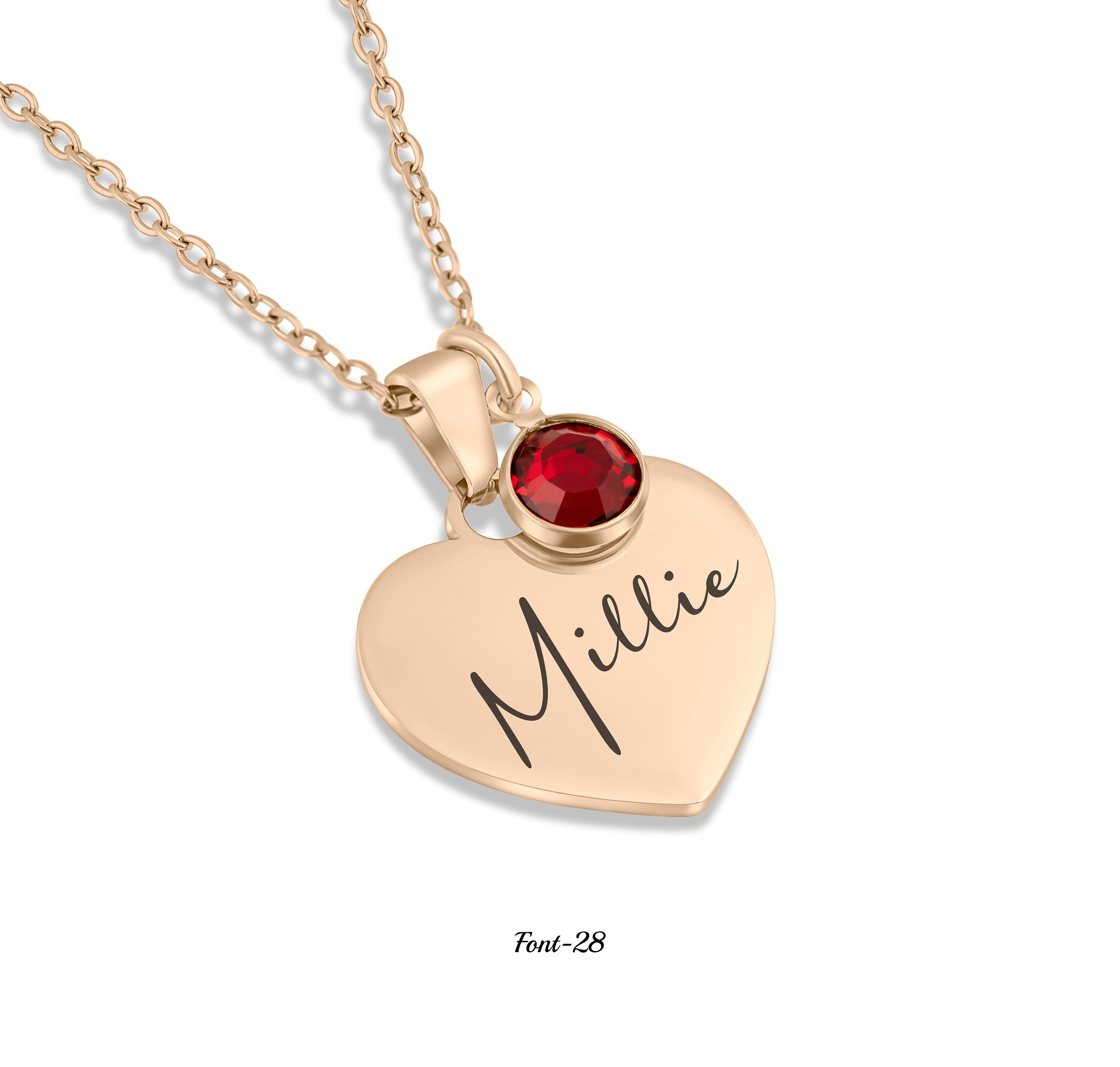 Personalised Heart Birthstone Necklace
