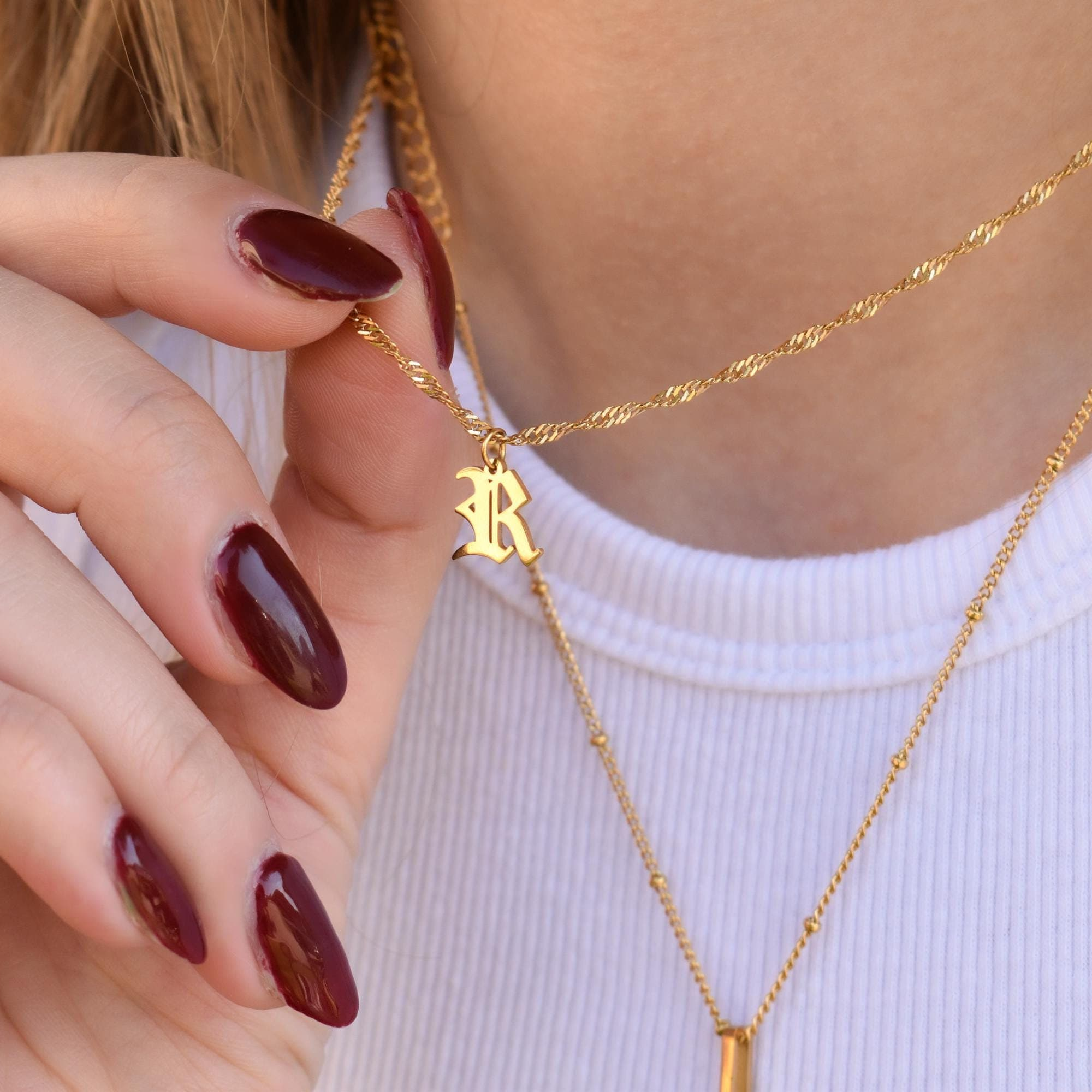 Personalized Old English Letter Necklace