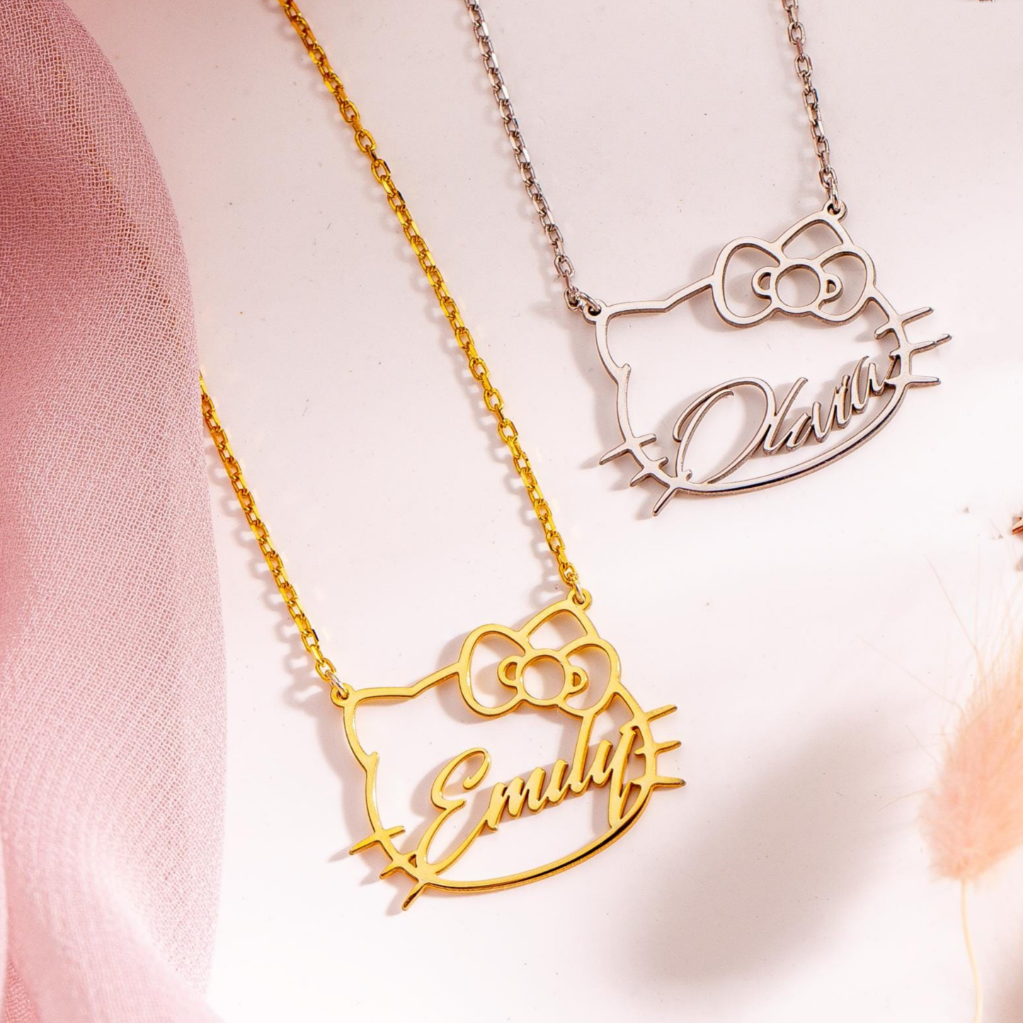 Personalised Cute Kitty Name Necklace