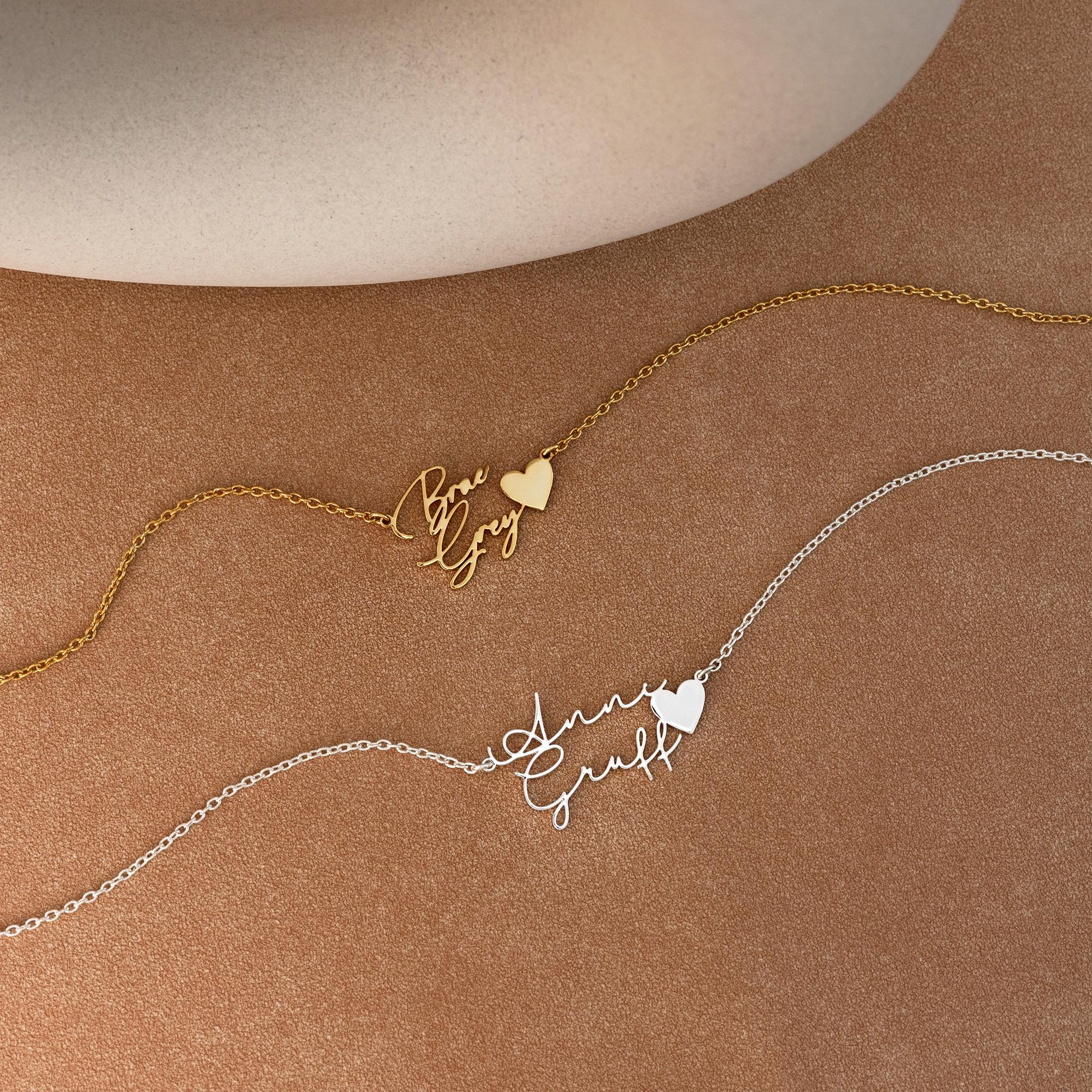 Personalized Custom Two Name Necklace with Heart