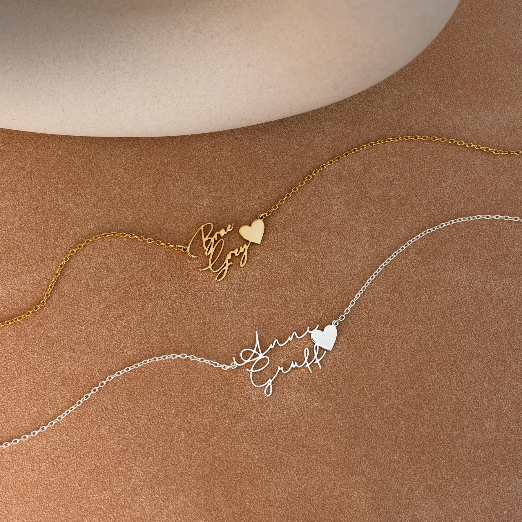 Personalized Custom Two Name Necklace with Heart