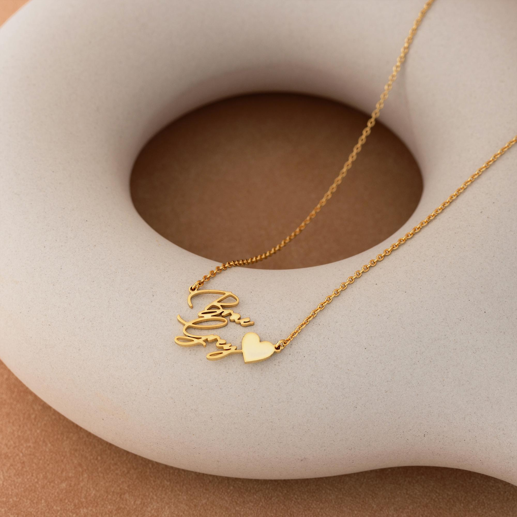 Personalized Custom Two Name Necklace with Heart
