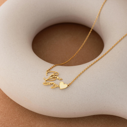 Personalized Custom Two Name Necklace with Heart