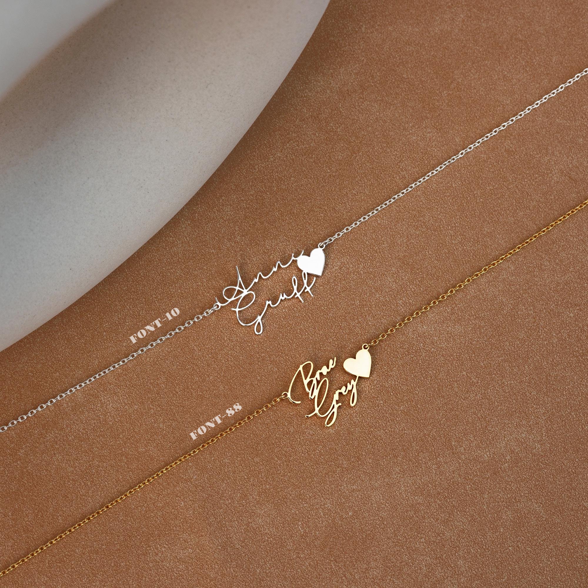 Personalized Custom Two Name Necklace with Heart