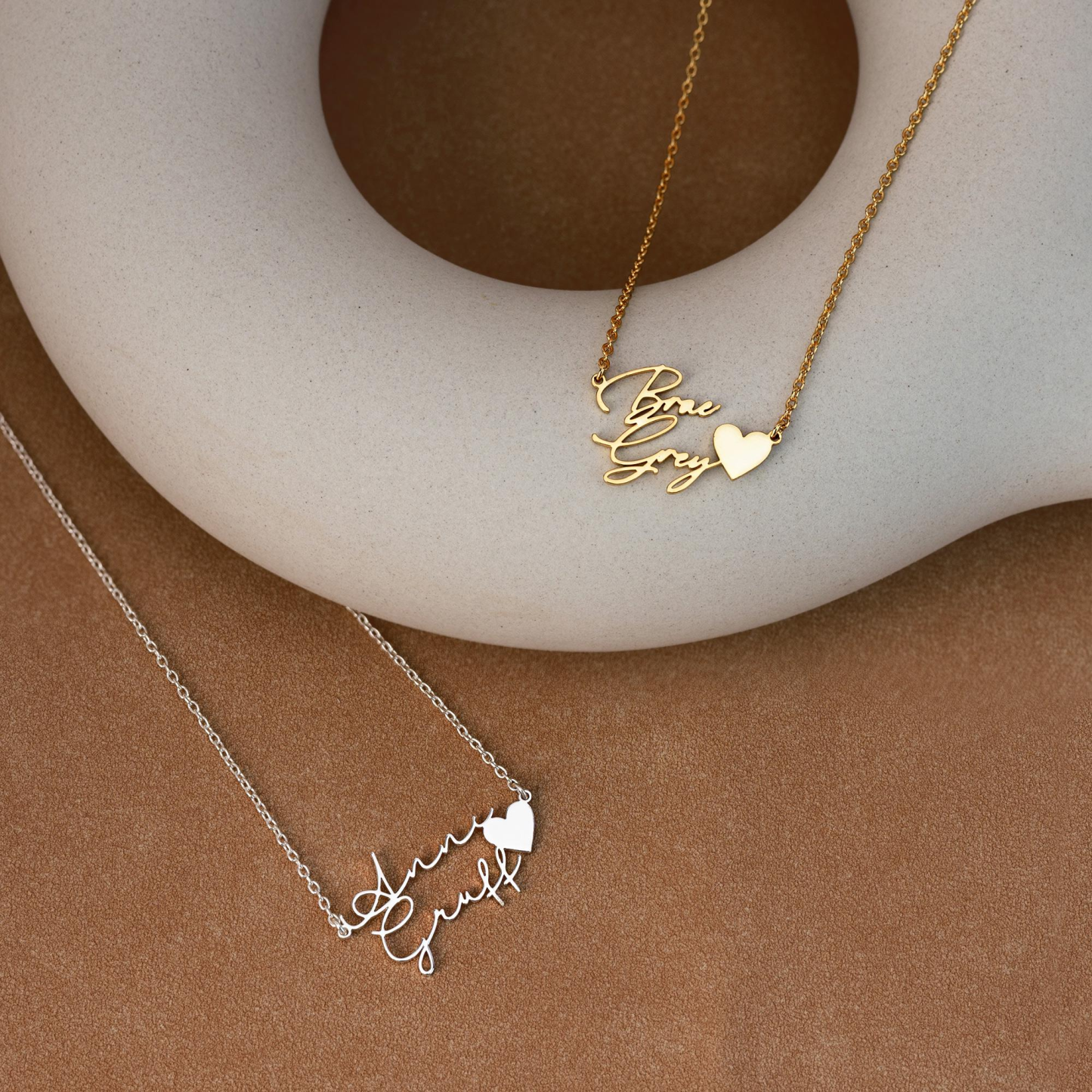 Personalized Custom Two Name Necklace with Heart