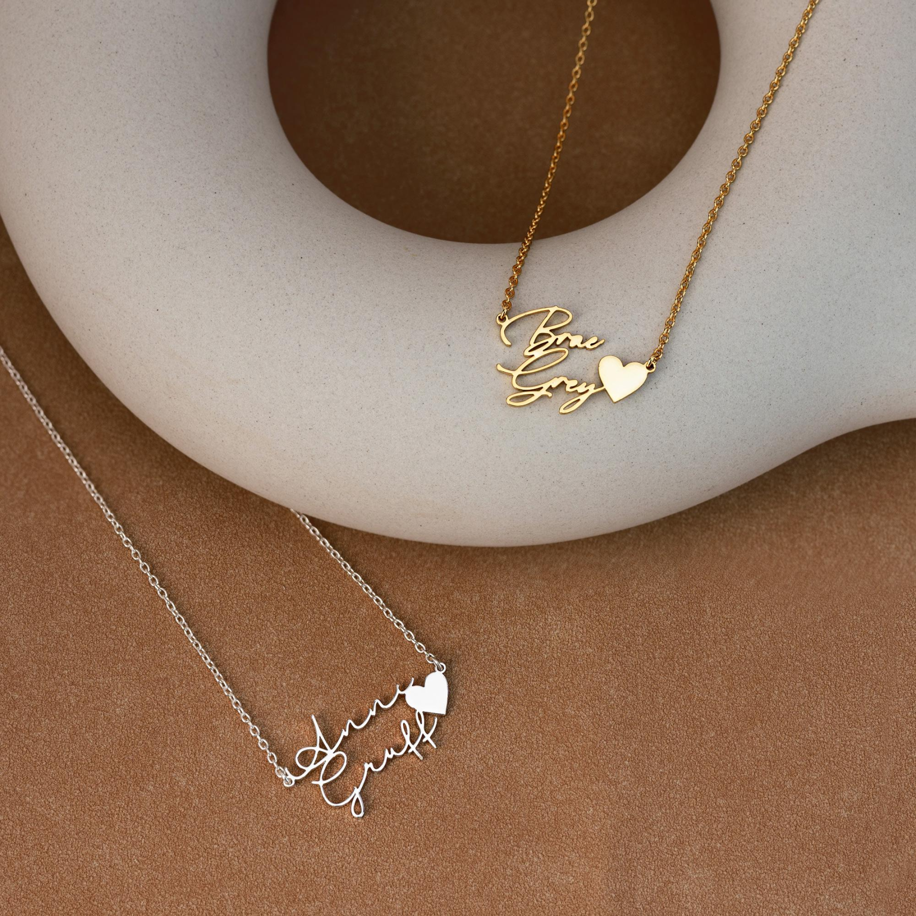 Personalized Custom Two Name Necklace with Heart