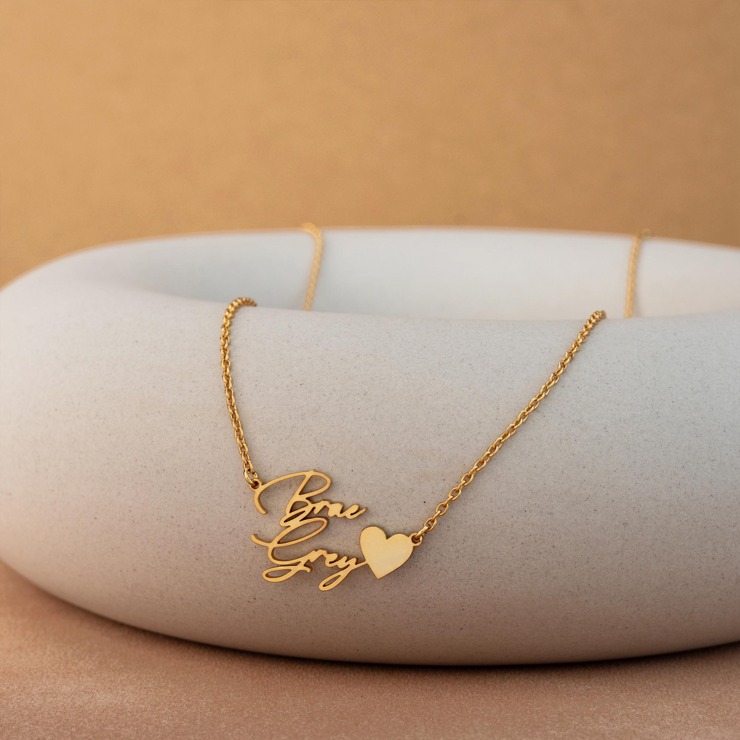 Personalized Custom Two Name Necklace with Heart