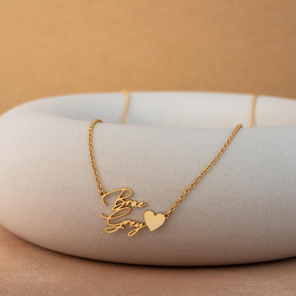 Personalized Custom Two Name Necklace with Heart