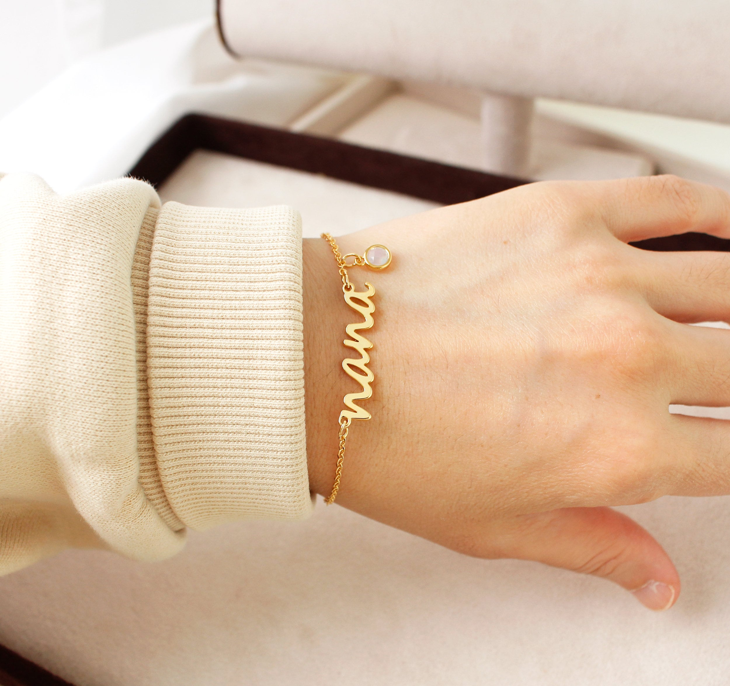 Personalized Birthstone Name Bracelet