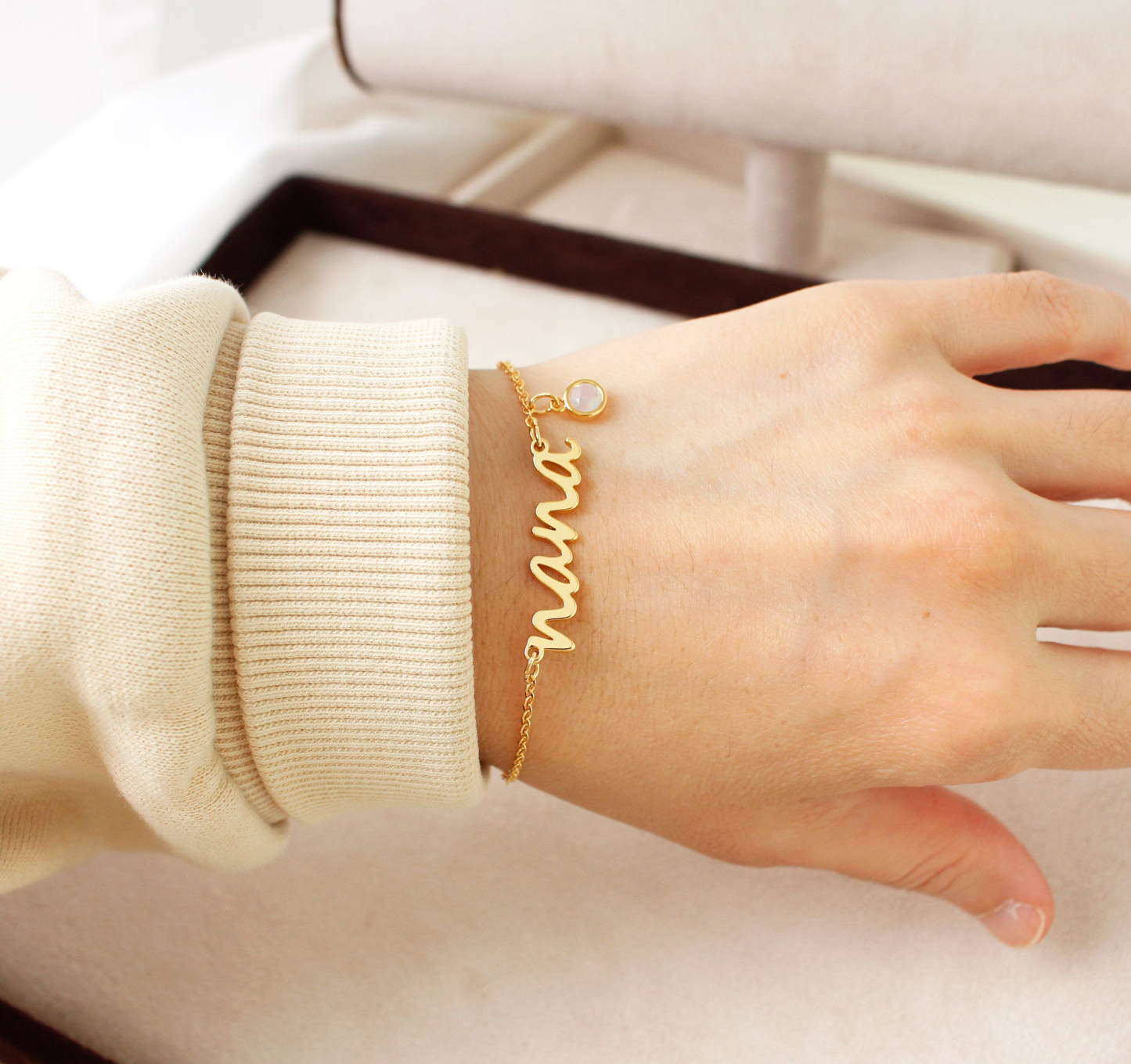 Personalized Birthstone Name Bracelet