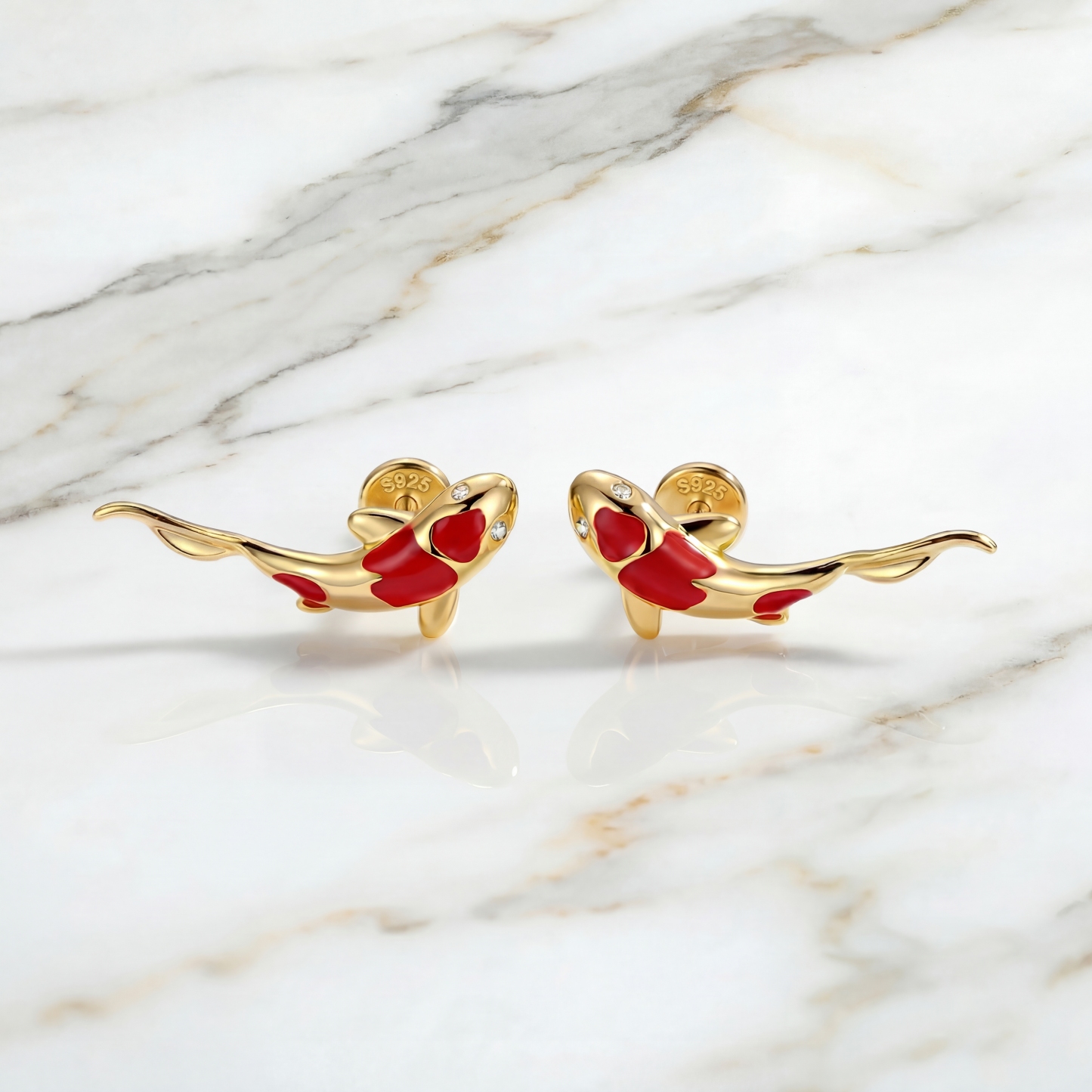 Sterling Silver Koi Fish Stud Earring (1 PC)