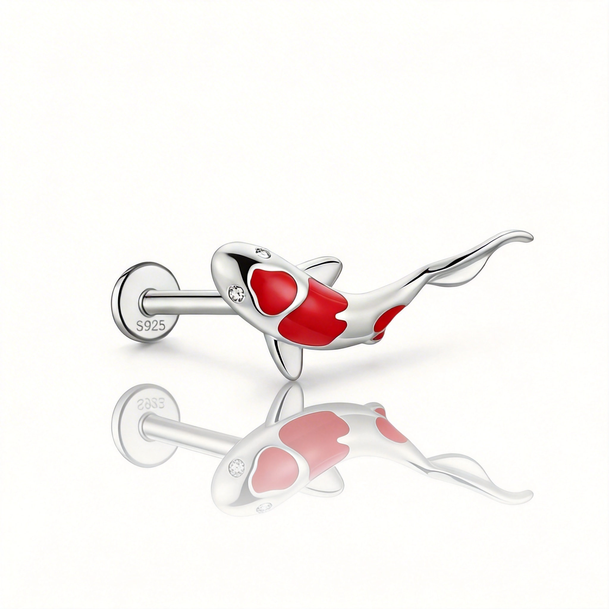 Sterling Silver Koi Fish Stud Earring (1 PC)