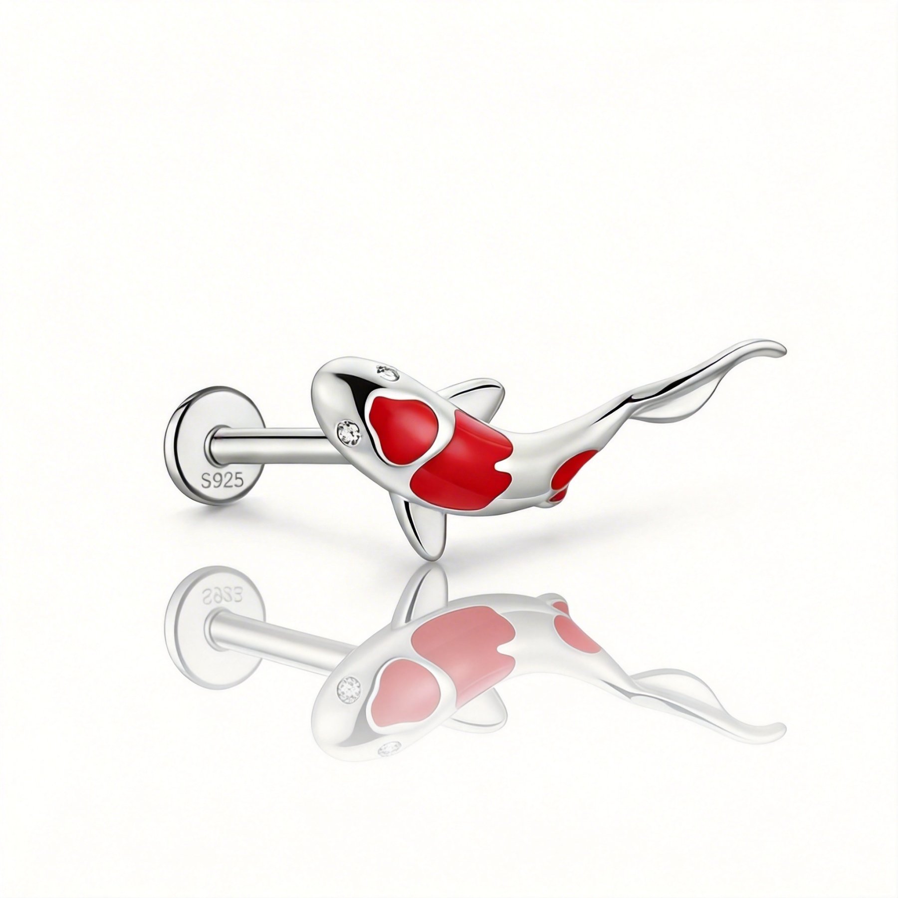 Sterling Silver Koi Fish Stud Earring (1 PC)