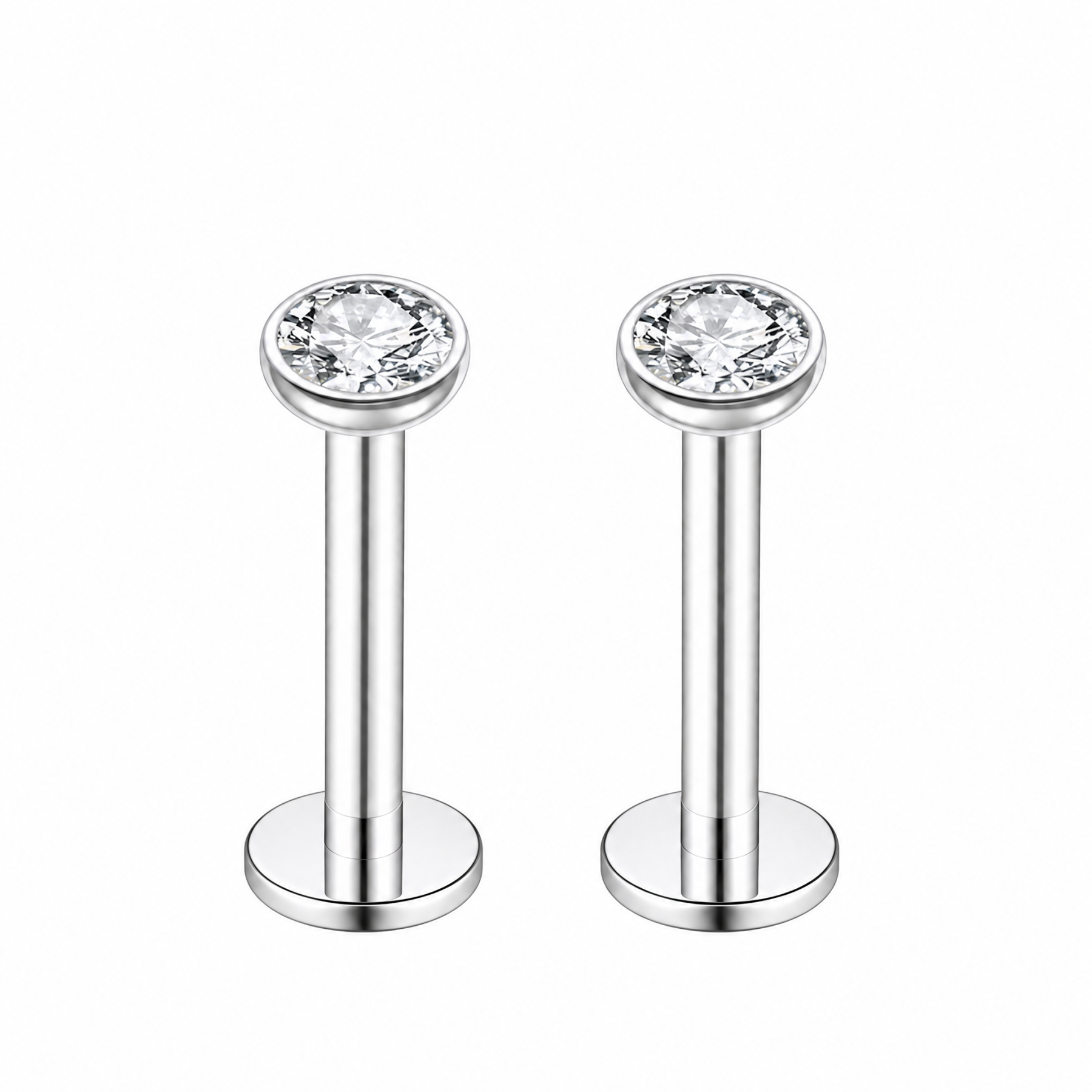 Tiny Bezel CZ Flat Back Stud