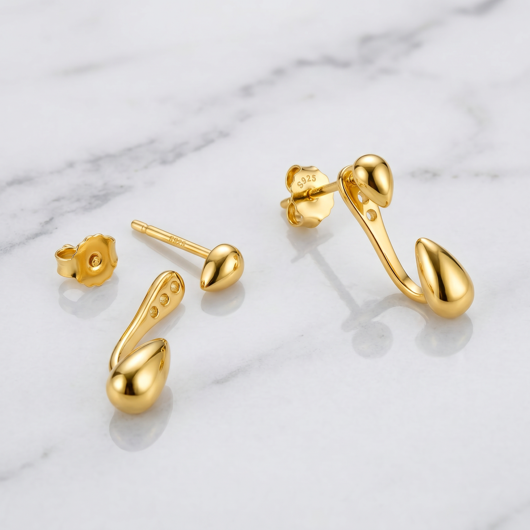 Back Drop Teardrop Stud Earrings