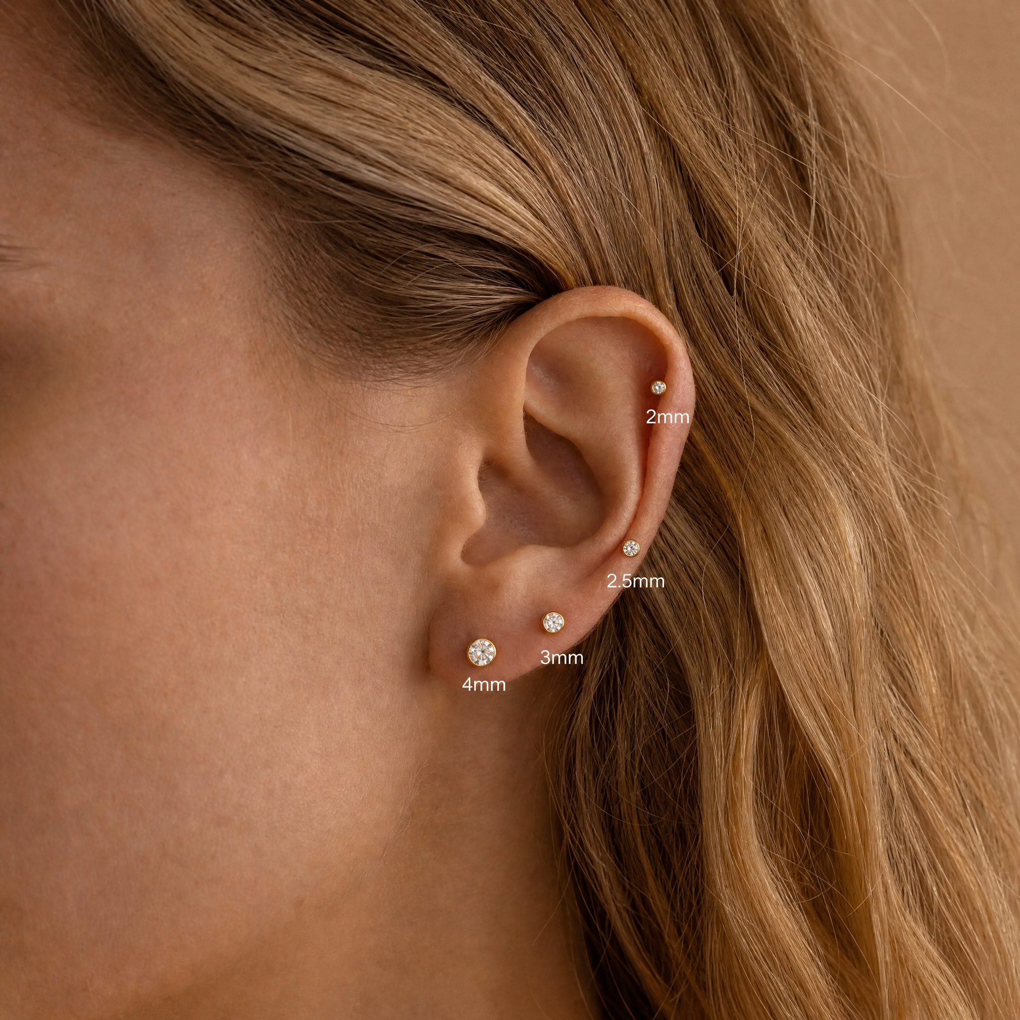 Tiny Bezel CZ Flat Back Stud