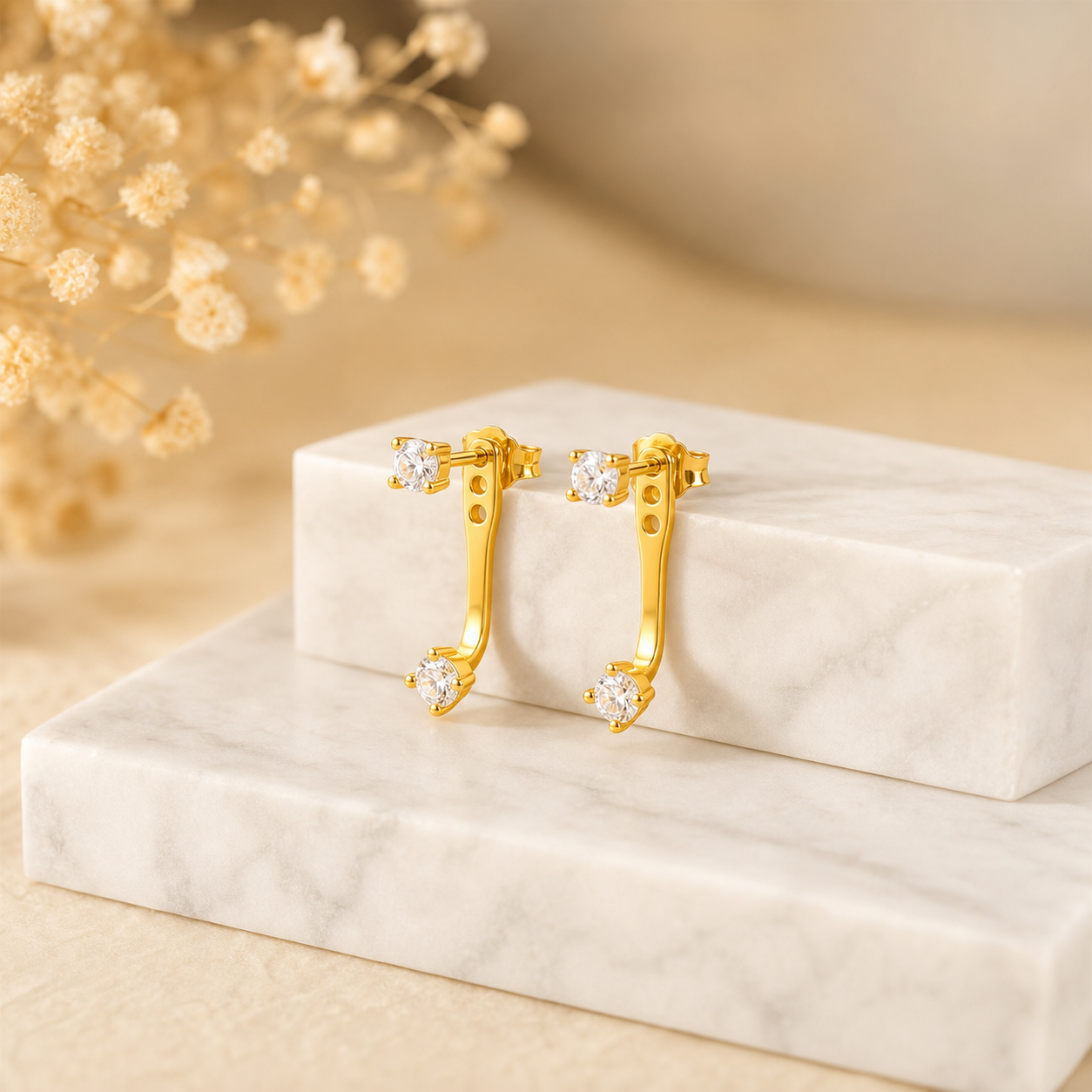 Convertible Double CZ Cartilage Earring — Two Sparks, Endless Styling