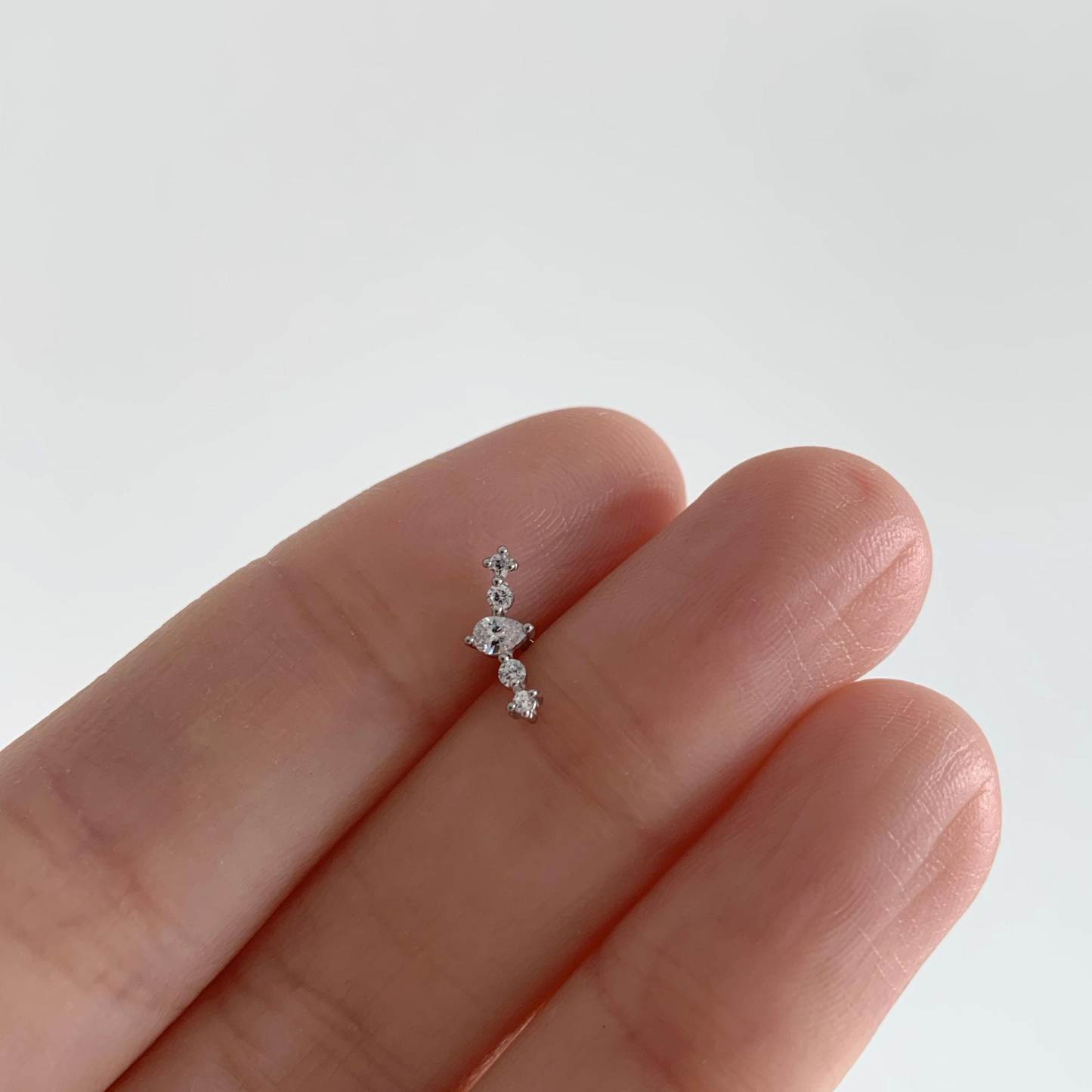 Sterling Silver Cz Climber Labret (1 PC)