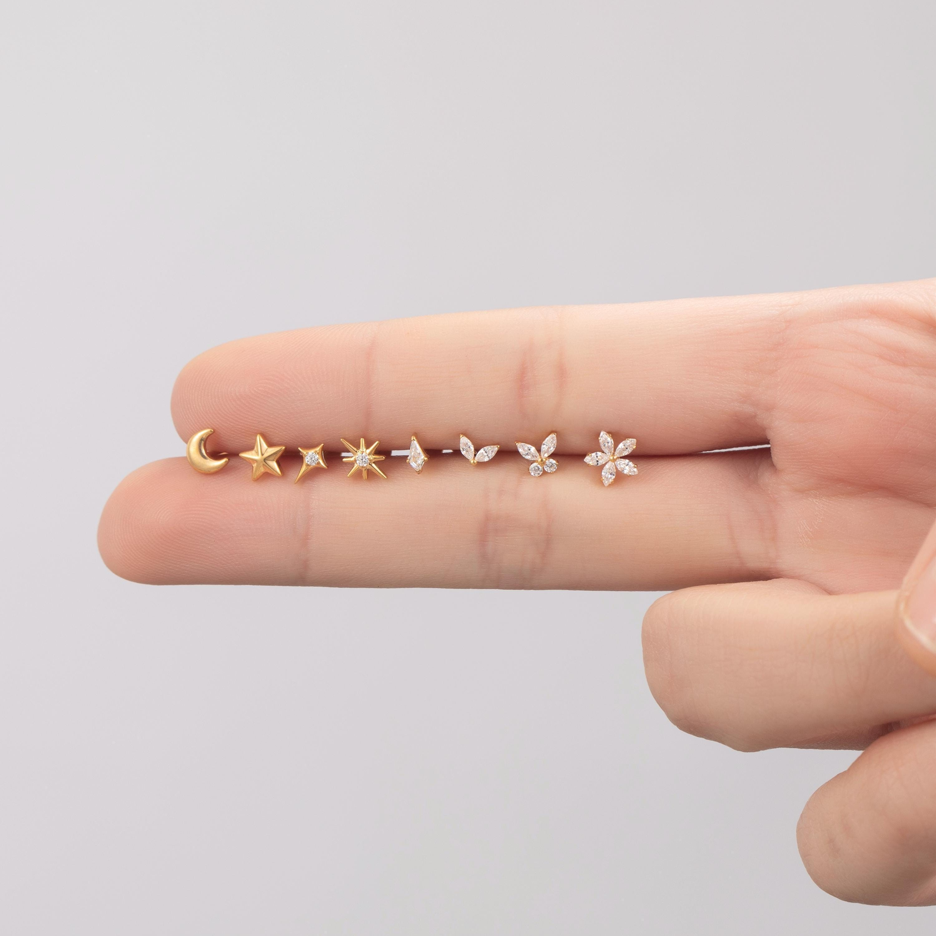 Multiple Threadless Push Pin Labret Flat Back Earring (1 PC)