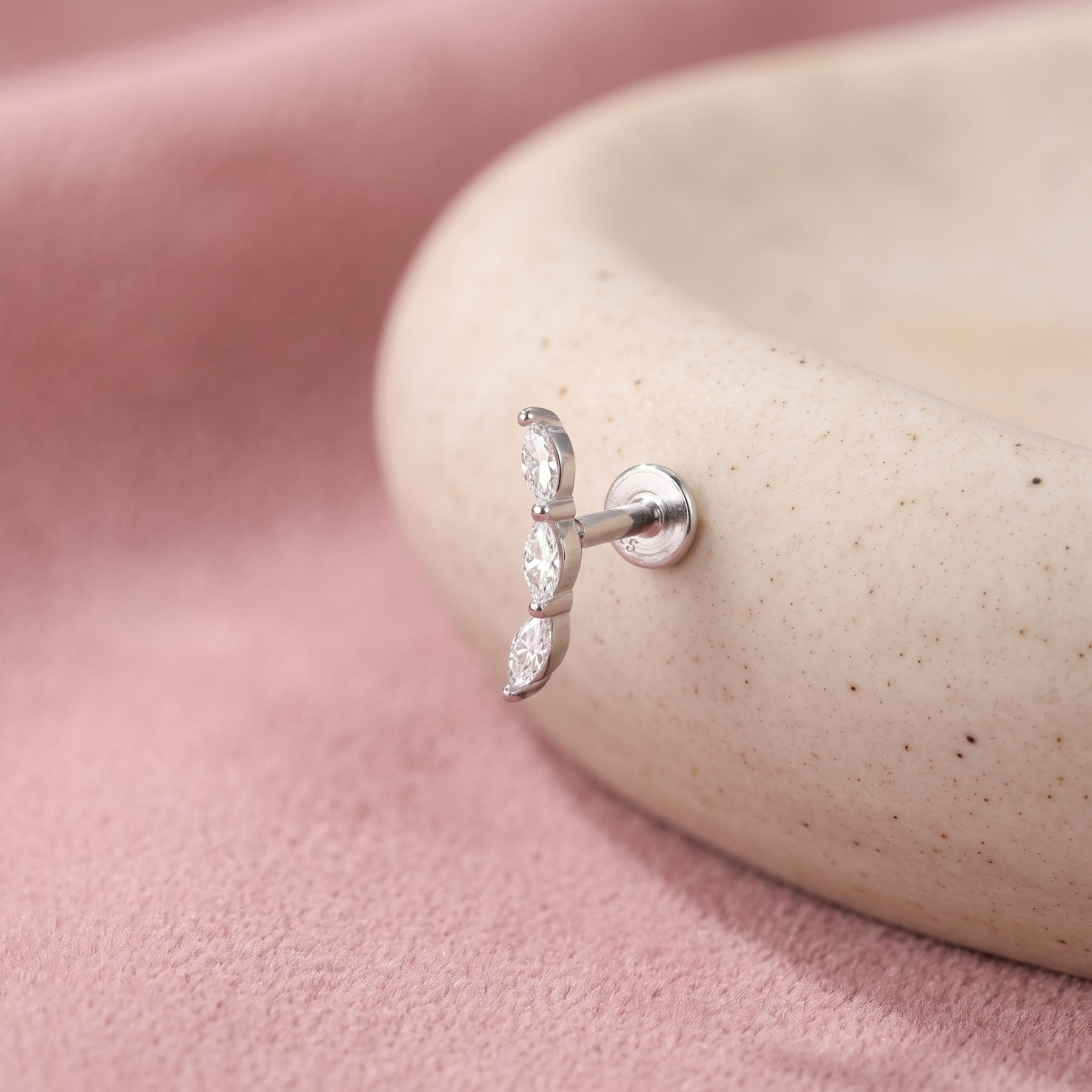 Geometric CZ Cartilage Earring — A Tiny Spark of Modern Light