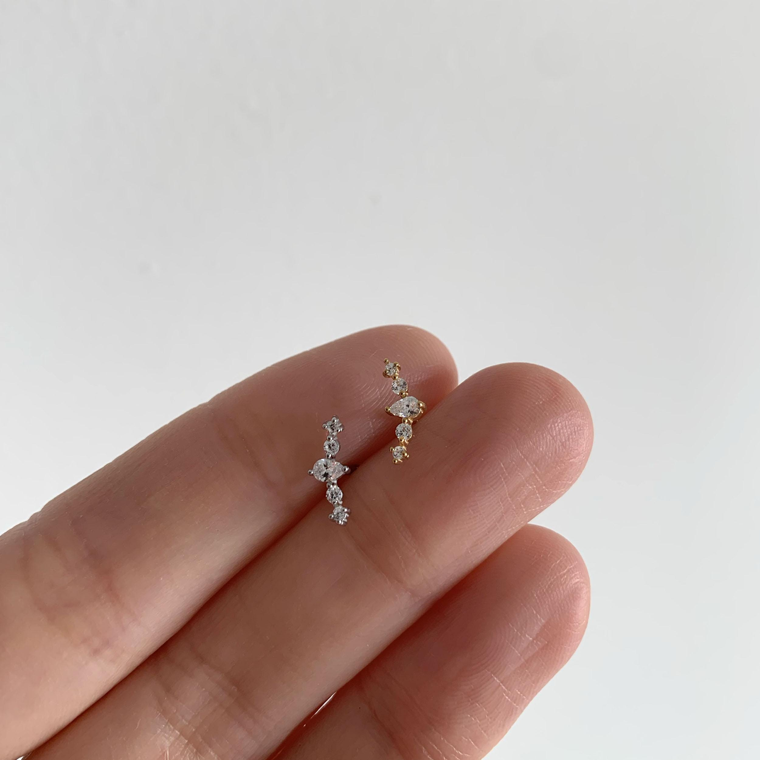 Sterling Silver Cz Climber Labret (1 PC)