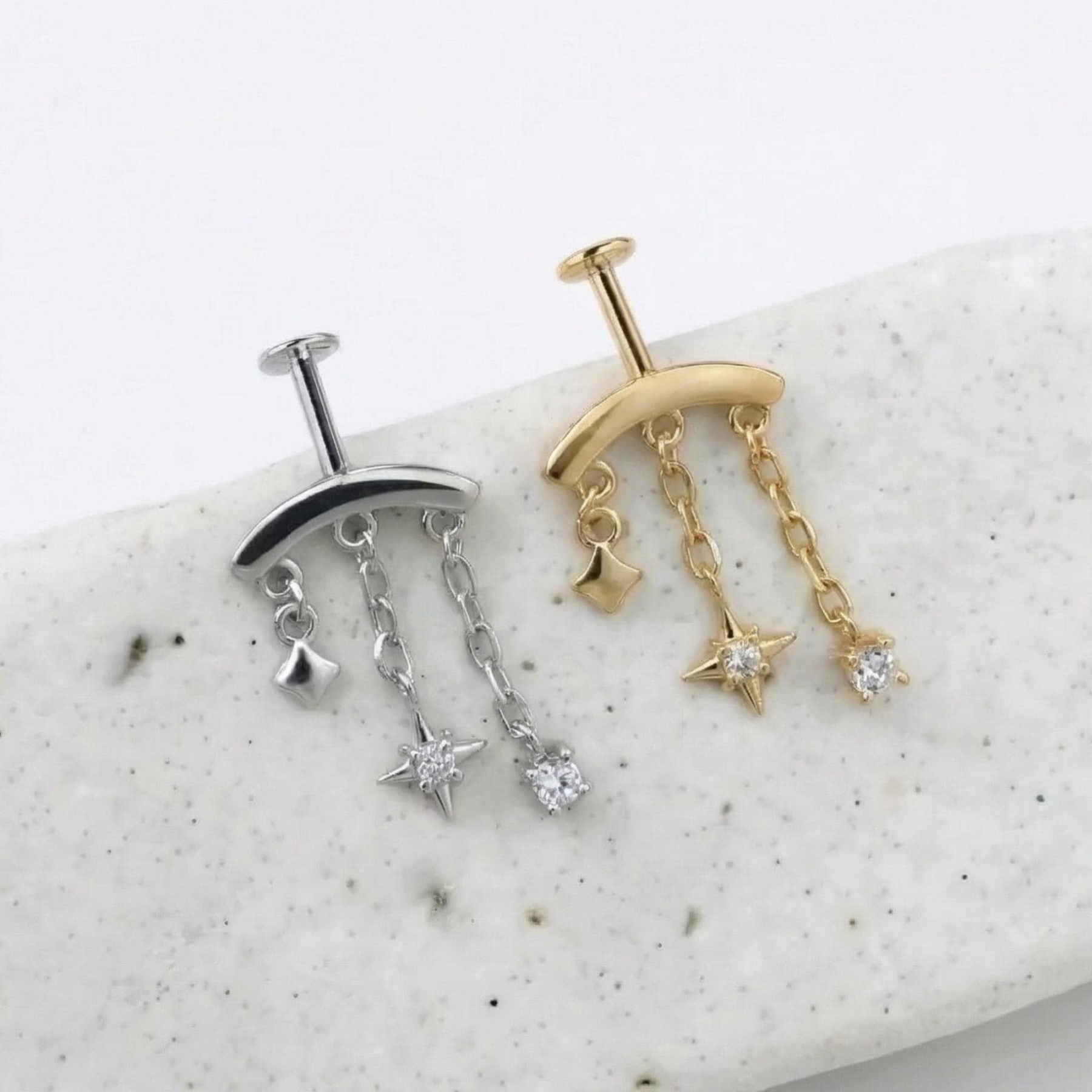 Vertical Spiral Chain Earring